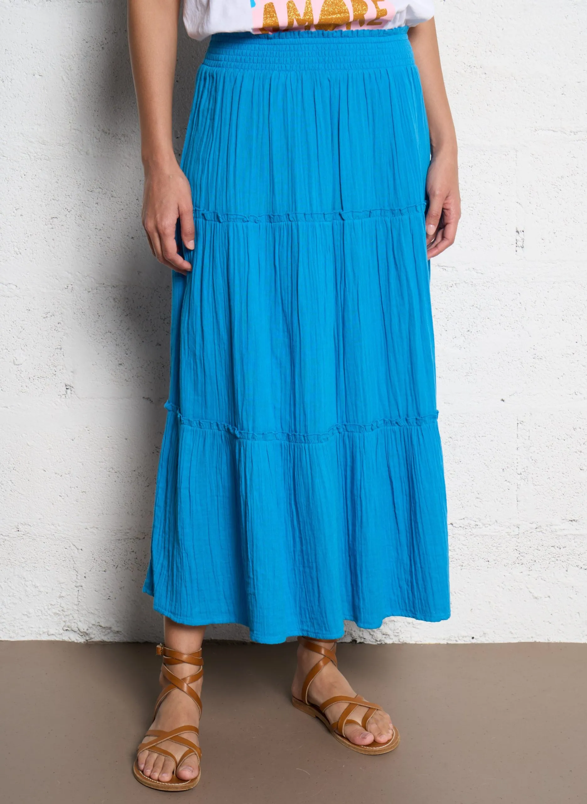 Ausgestellter Midirock mit Print Blau JOLY