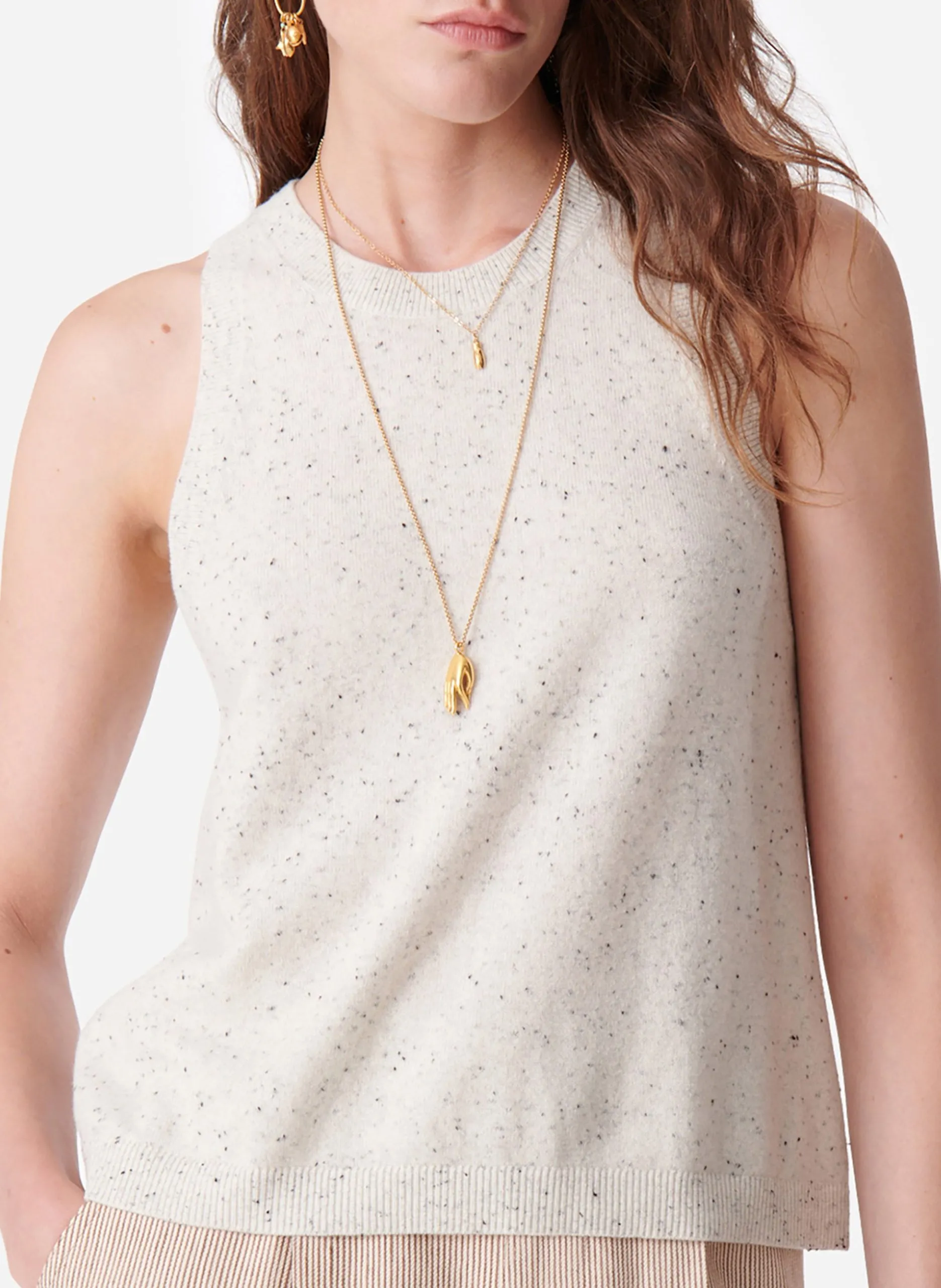 Rundhalsausschnitt-Wolltop Weiss DESIREE