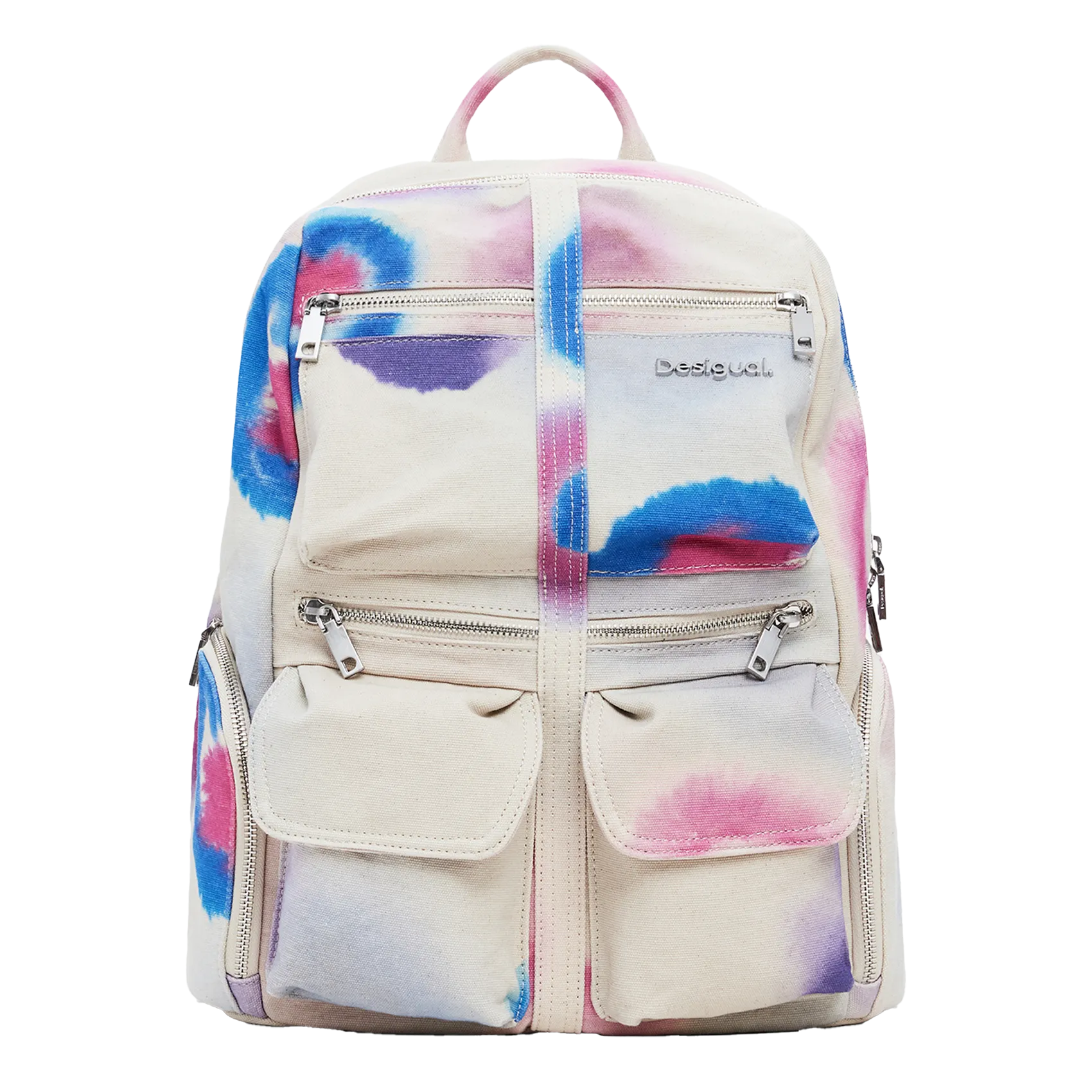 Rucksack aus bedruckter Baumwolle Weiss