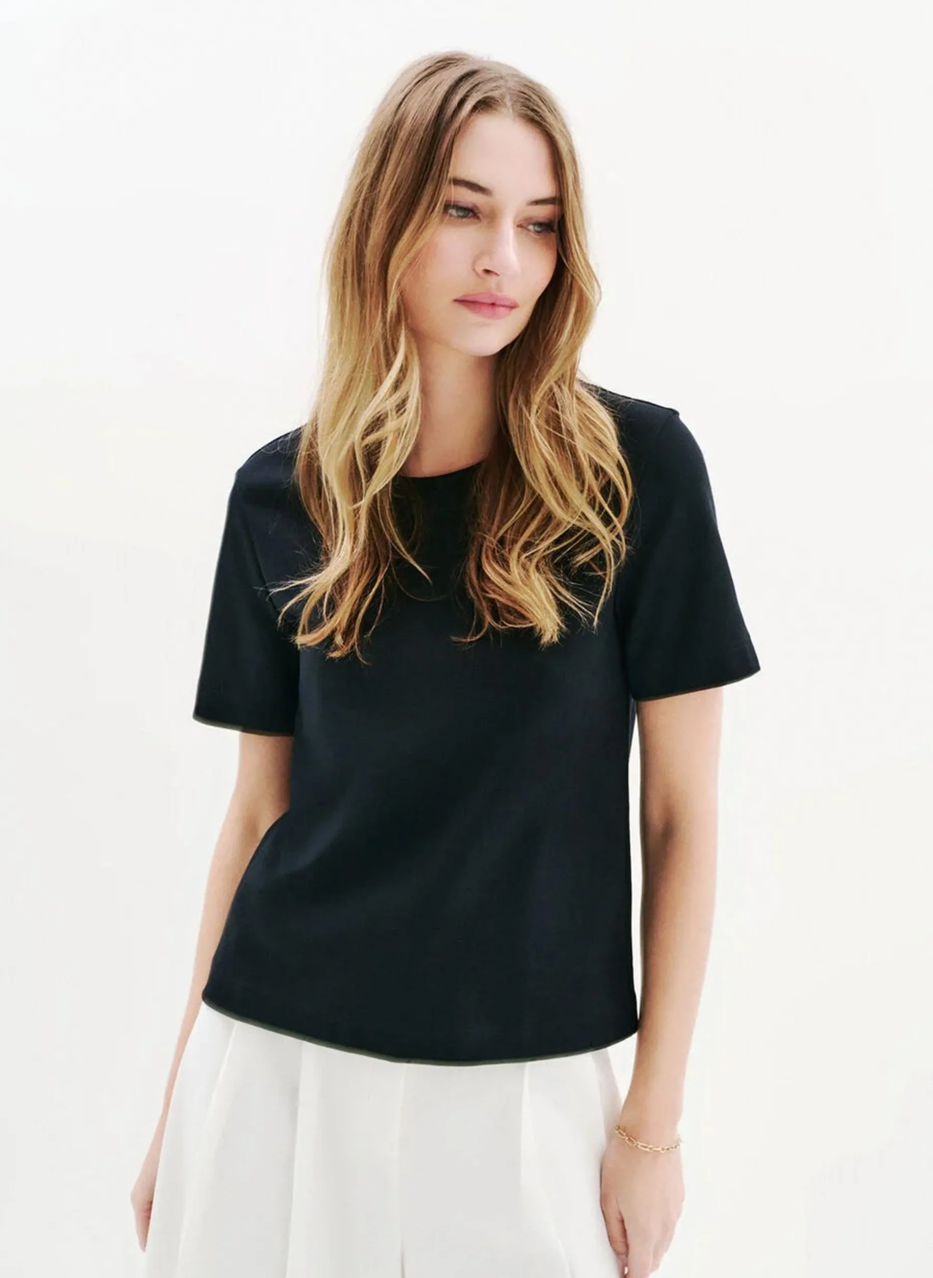 Baumwoll-Pullover mit Rundhalsausschnitt Schwarz 241T-THUGO