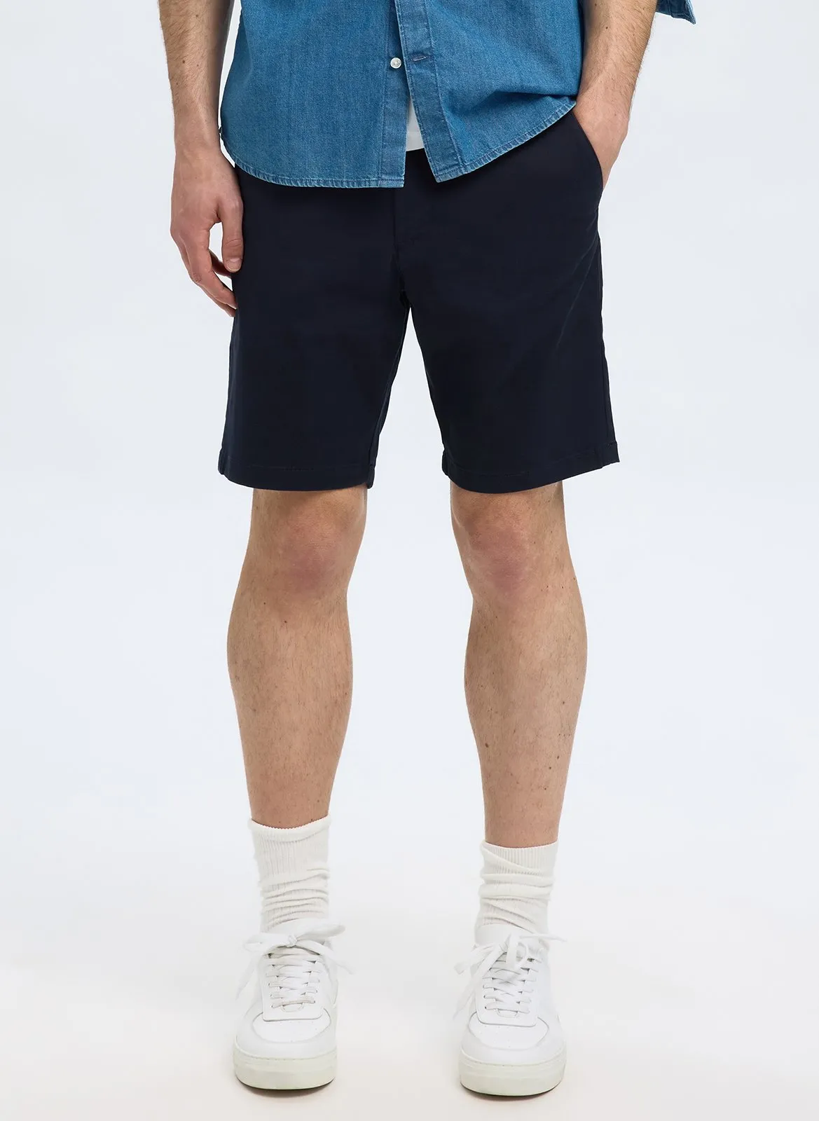 Kurze Chinohose aus Bio-Baumwollmischung Blau MILES