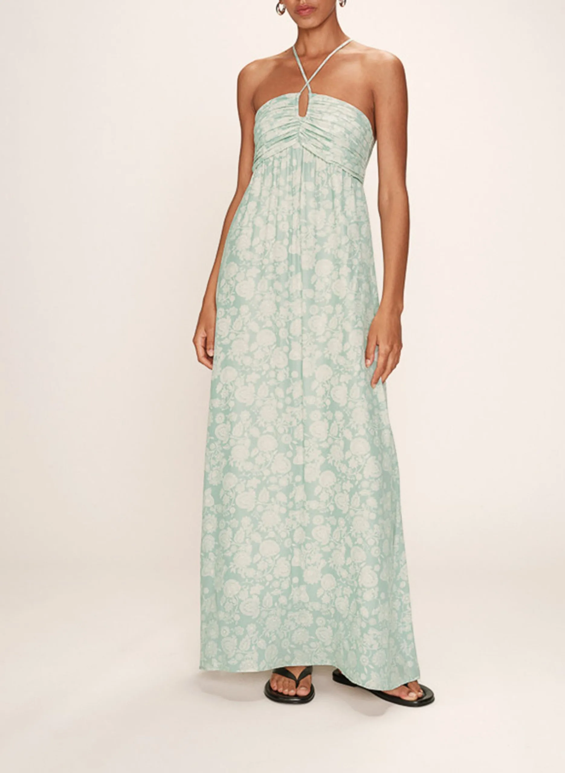 Bedrucktes Maxikleid aus 100% Viskose Grun REINE