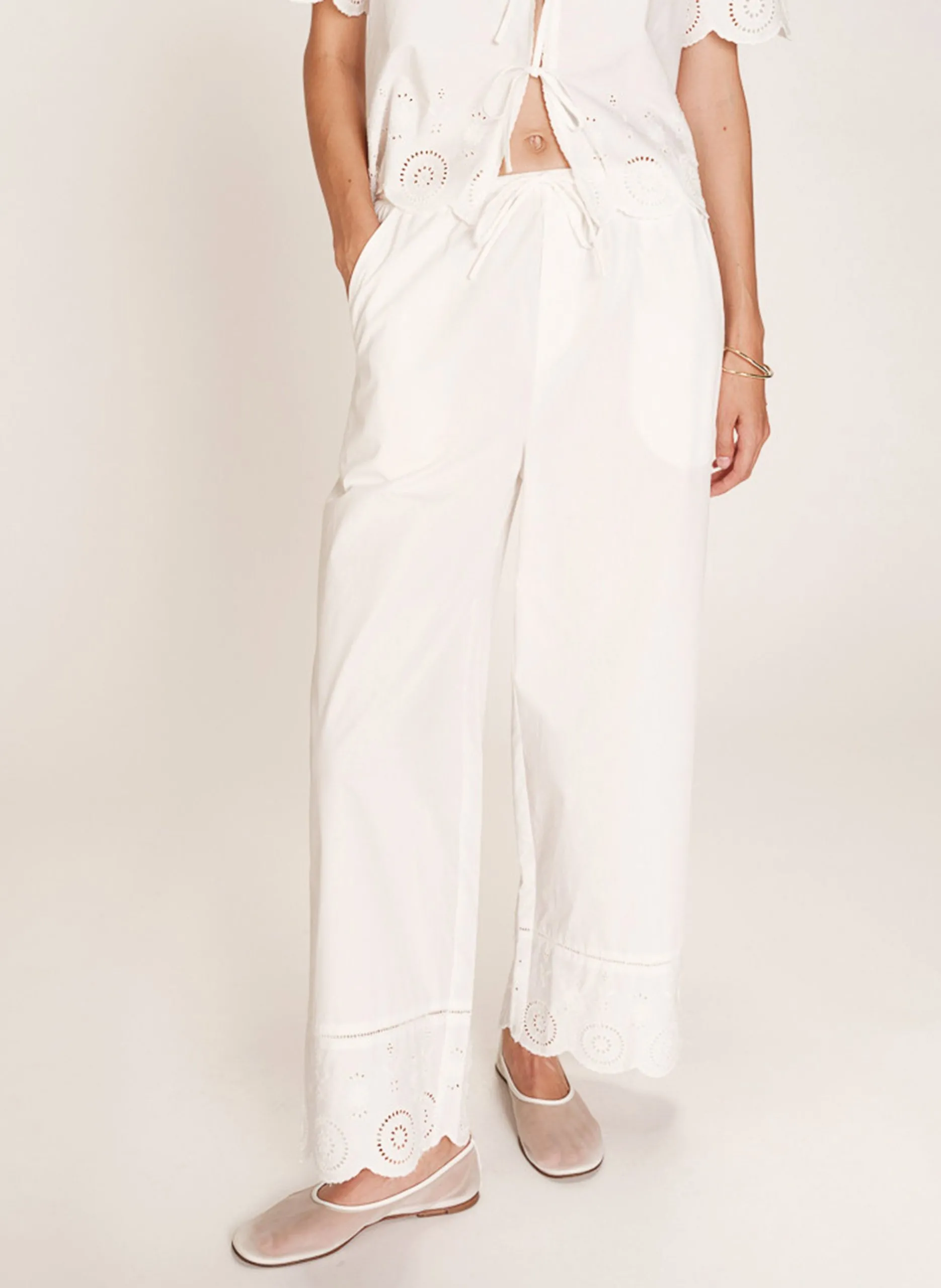 Gerade geschnittene Baumwollhose Weiss RENOIR
