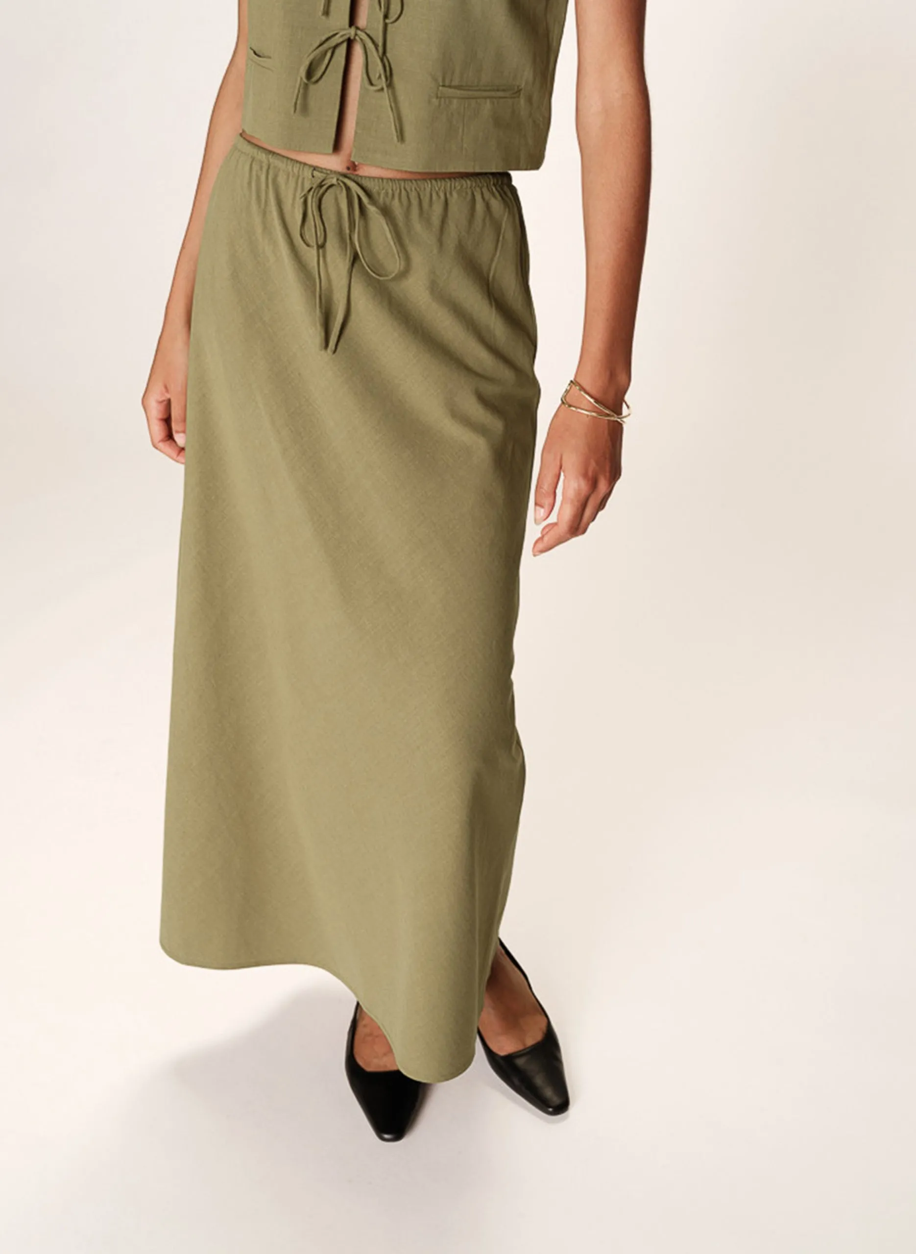 Langer Rock aus Baumwoll-Mix Grun ROUSSE