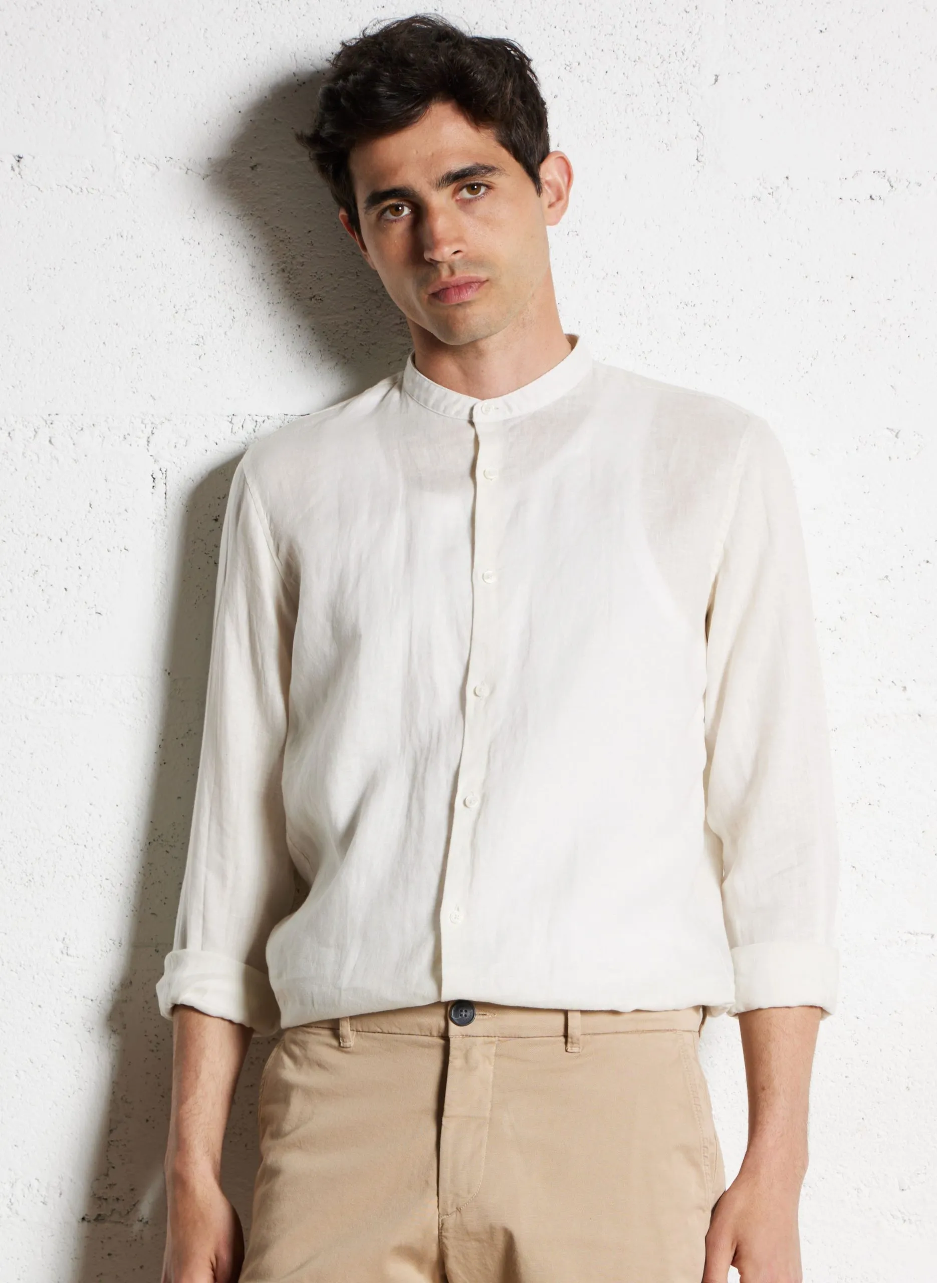 Oversize-Bluse aus Leinen Weiss