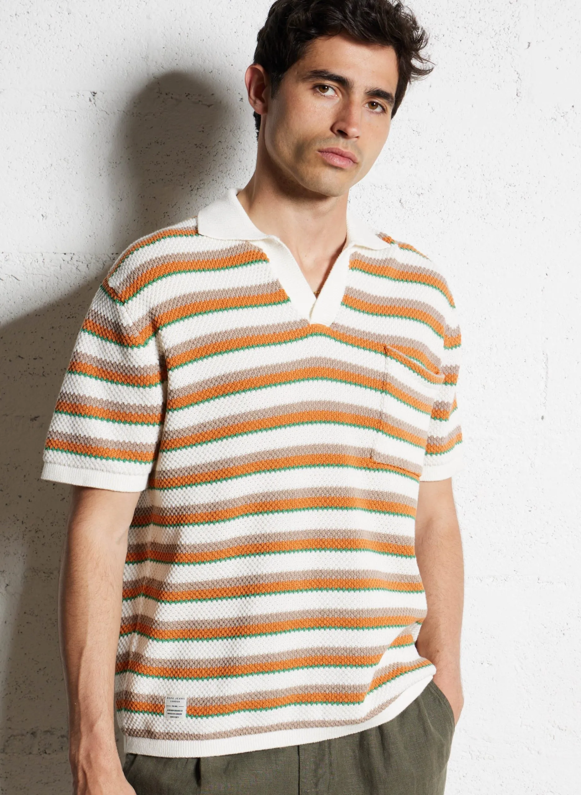 Pullover mit Polokragen Weiss