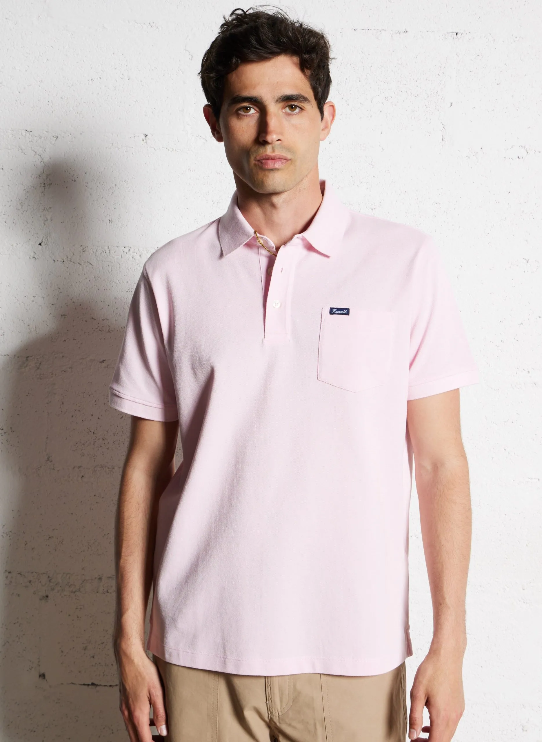 Baumwoll-Polo - kurzärmelig Rosa