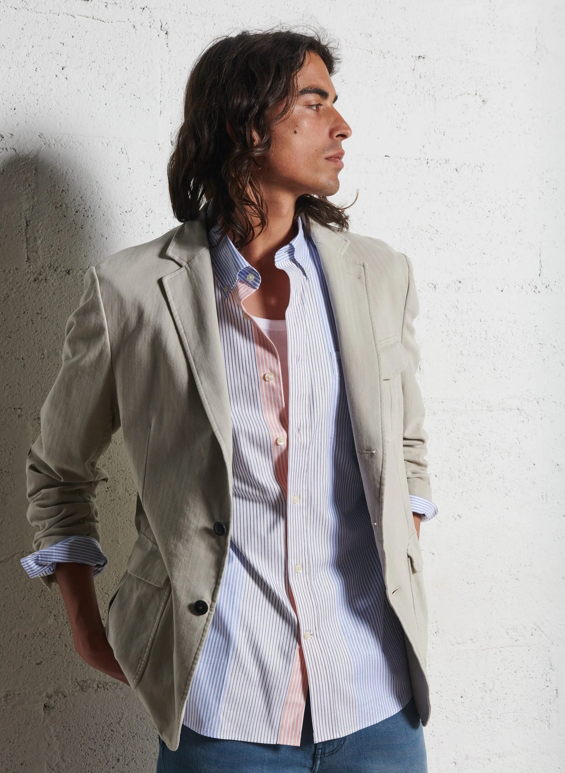 Blazer aus Baumwoll-Mix Beige