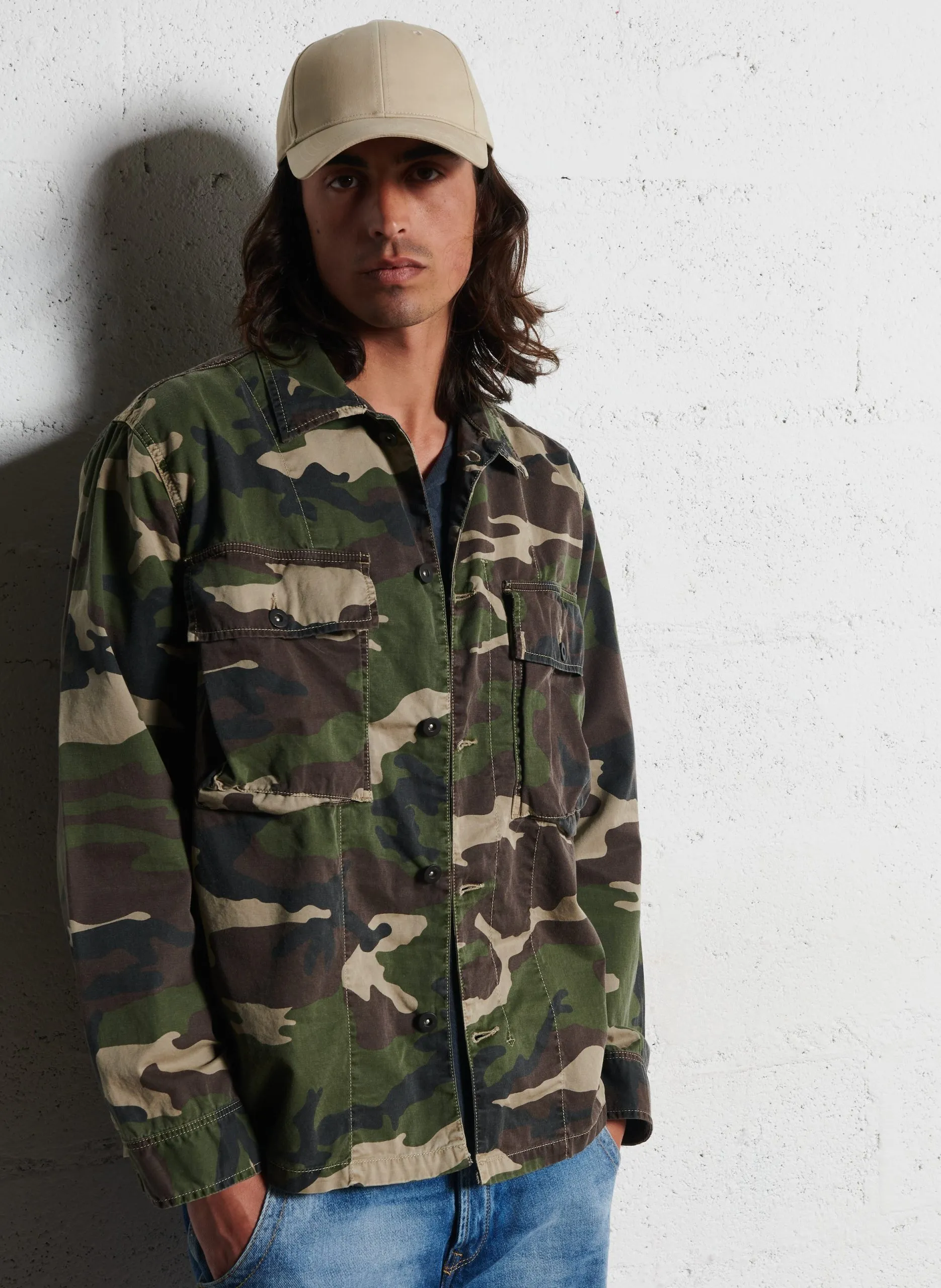 Gerade Militärknopfjacke Khaki DAR