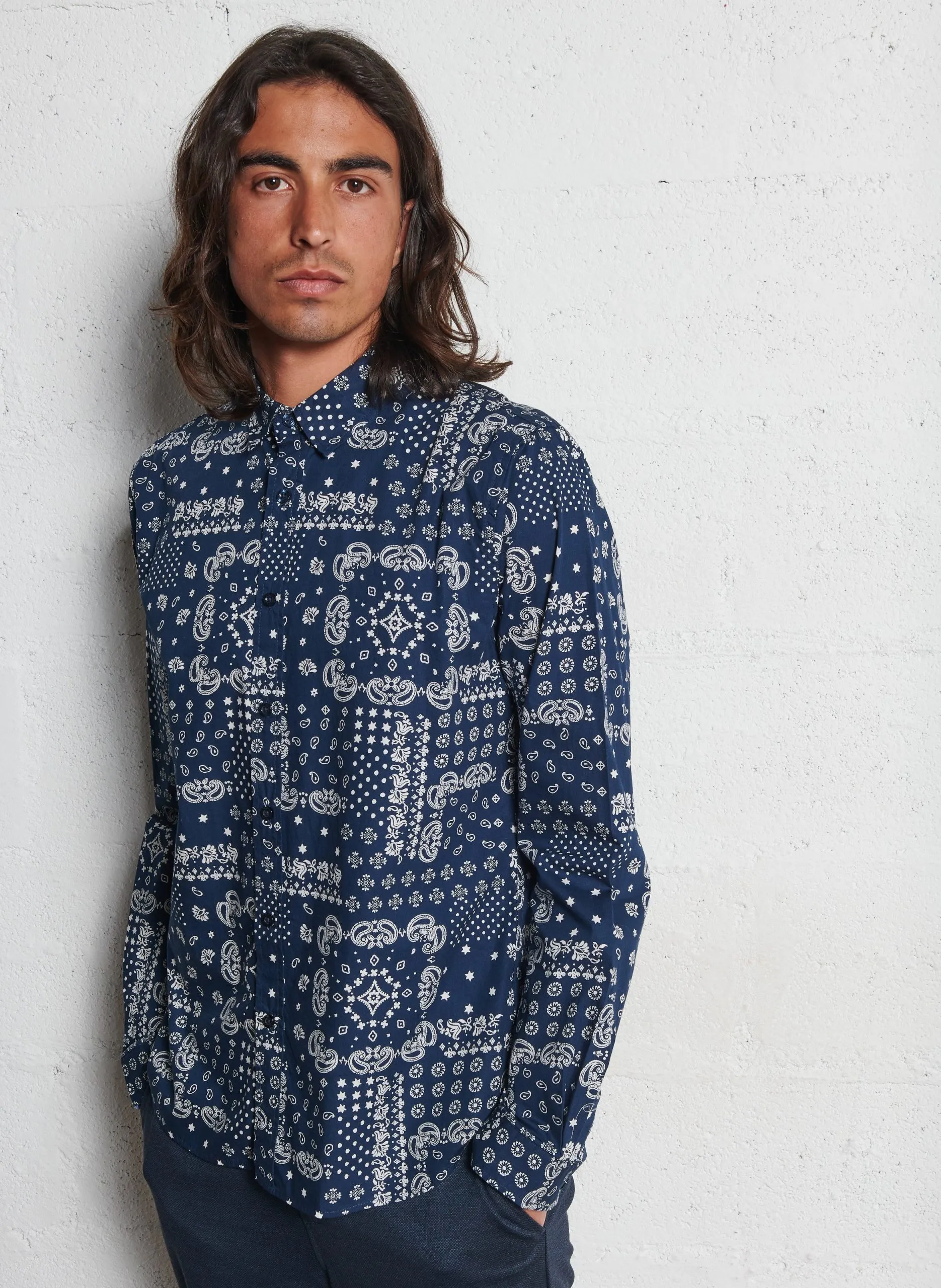 Baumwollhemd mit klassischem Kragen Blau CREDO