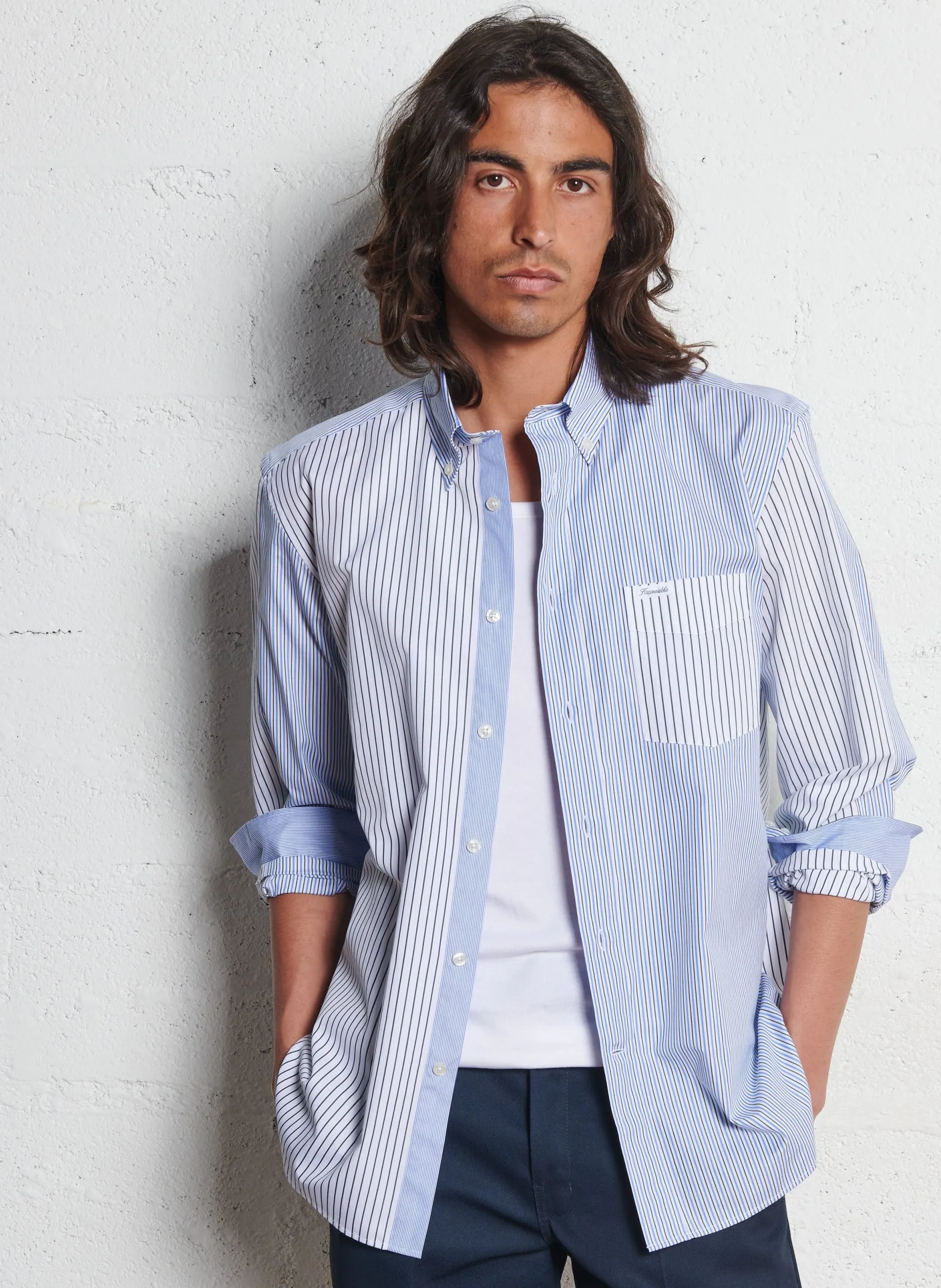 Gerade geschnittenes, gestreiftes Hemd Grun