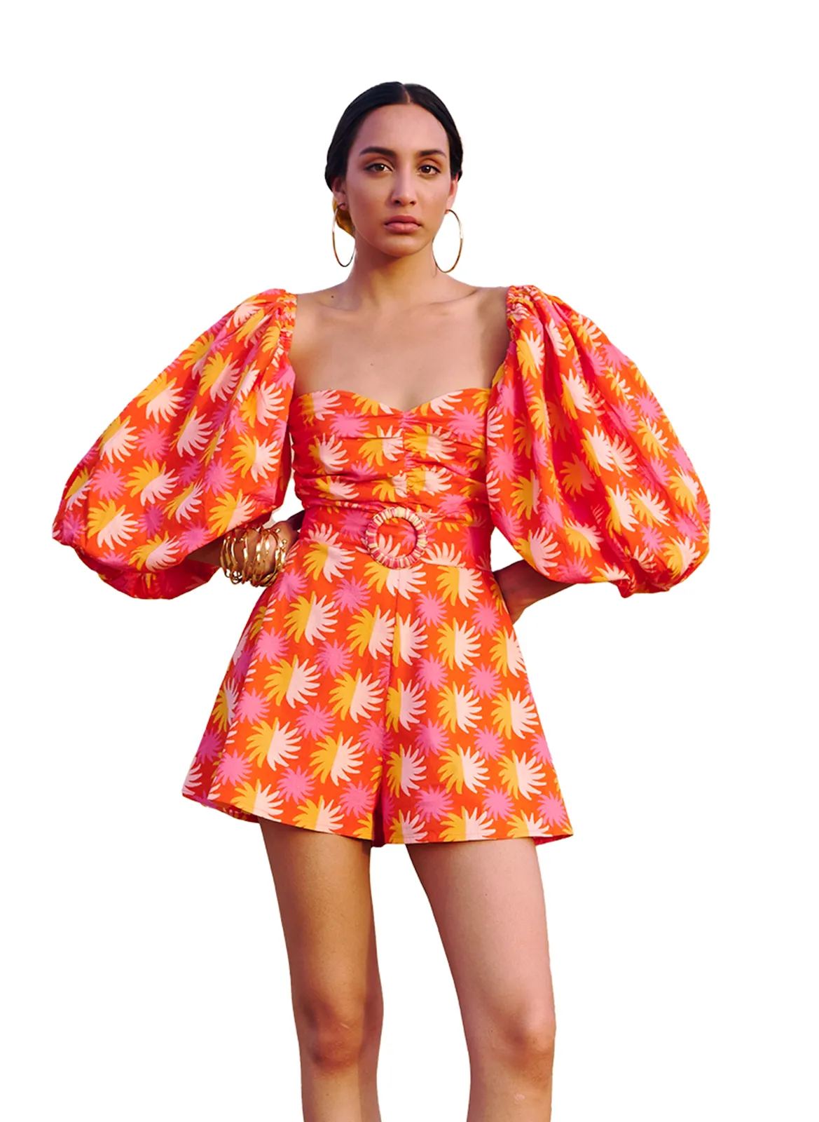 Playsuit aus Baumwolle Orange EMILIA