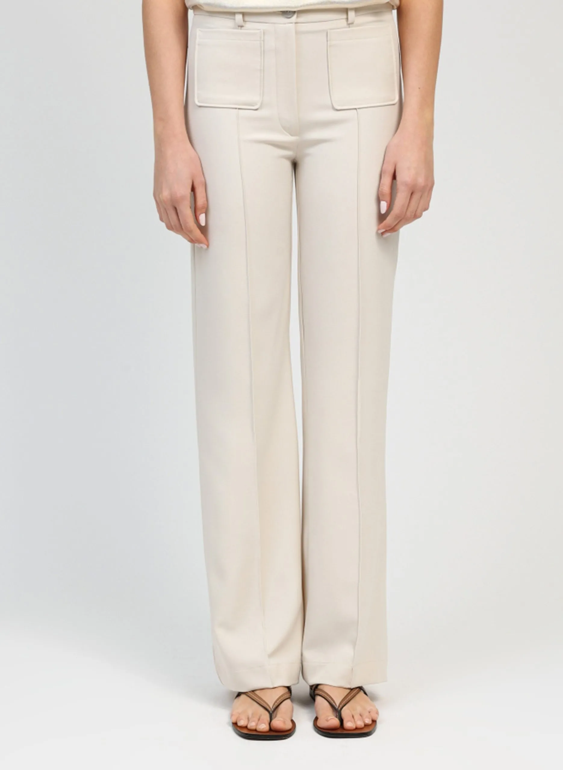 Bundfaltenhose - gerader Schnitt Beige PADY