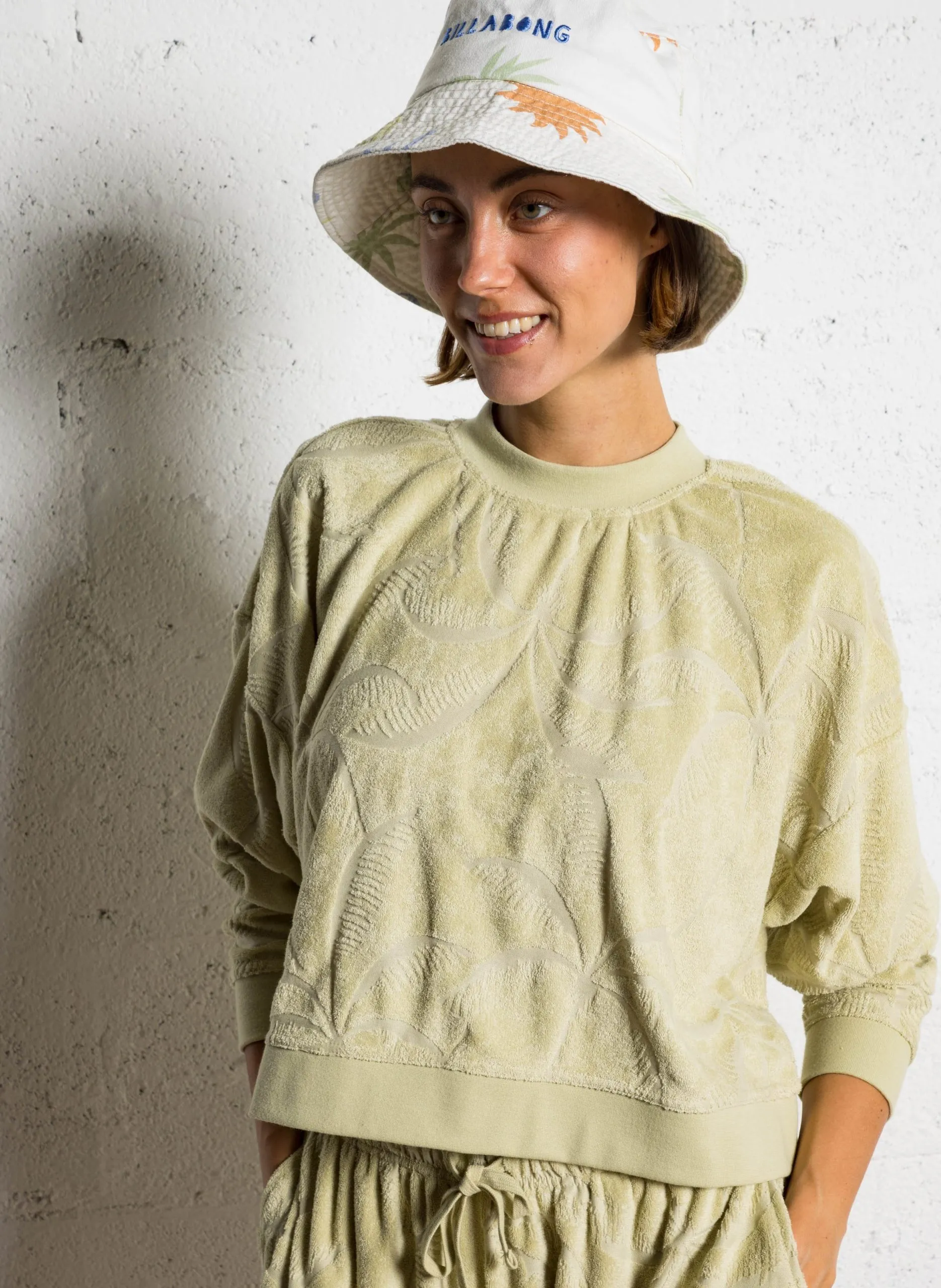 Rundhals-Sweatshirt aus Baumwoll-Mix Grun SUN TEMPO