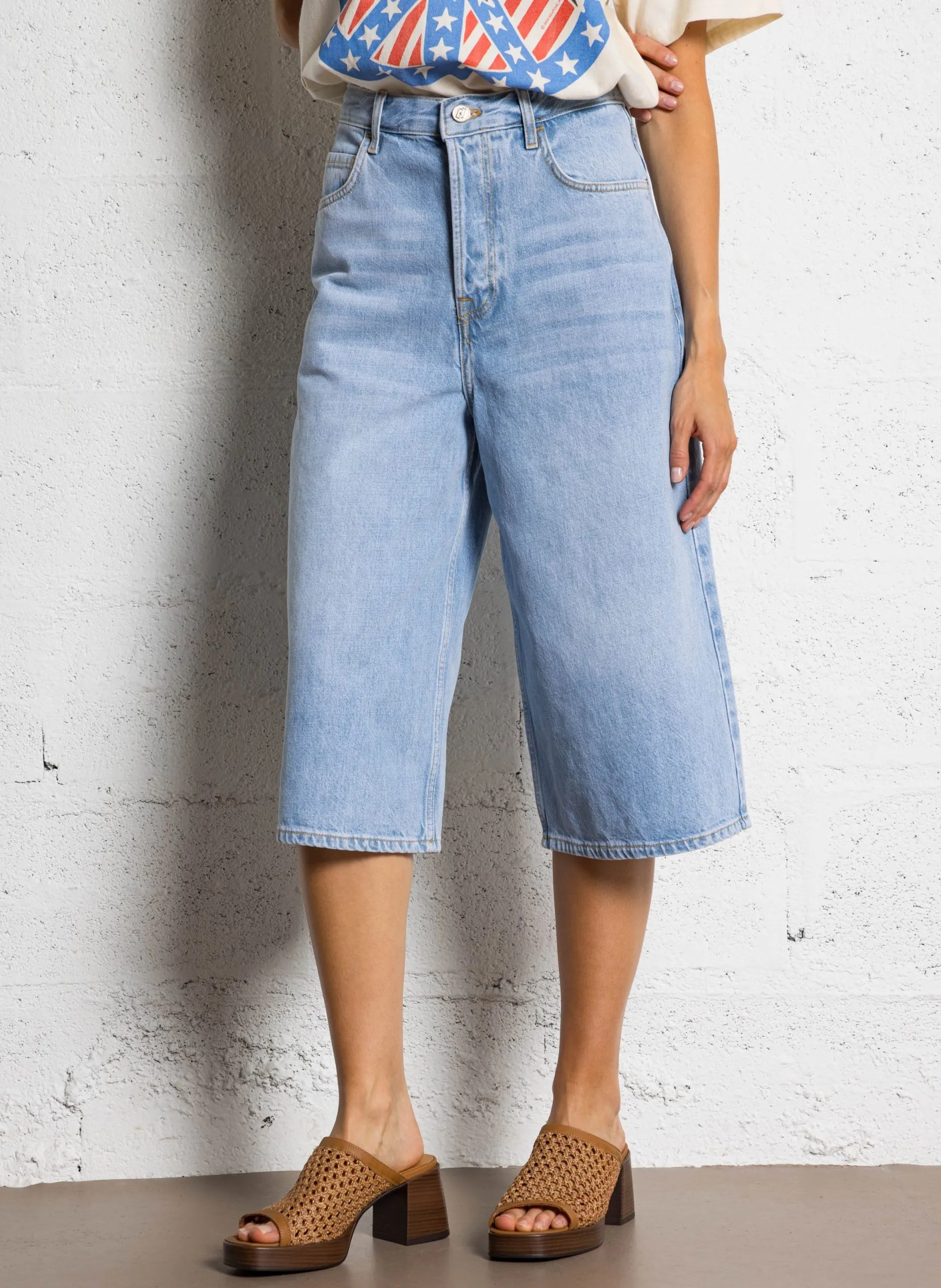 Denim-Bermudas aus Baumwolle Blau