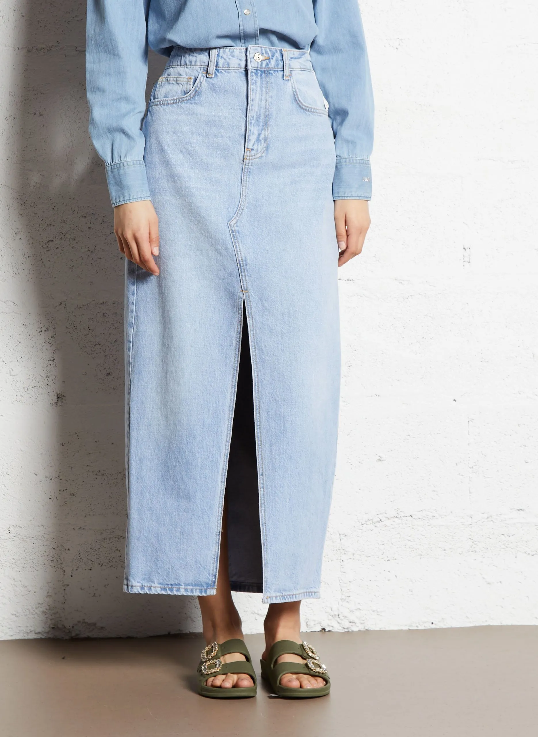 Anaïs - Midirock aus Baumwolle Blau