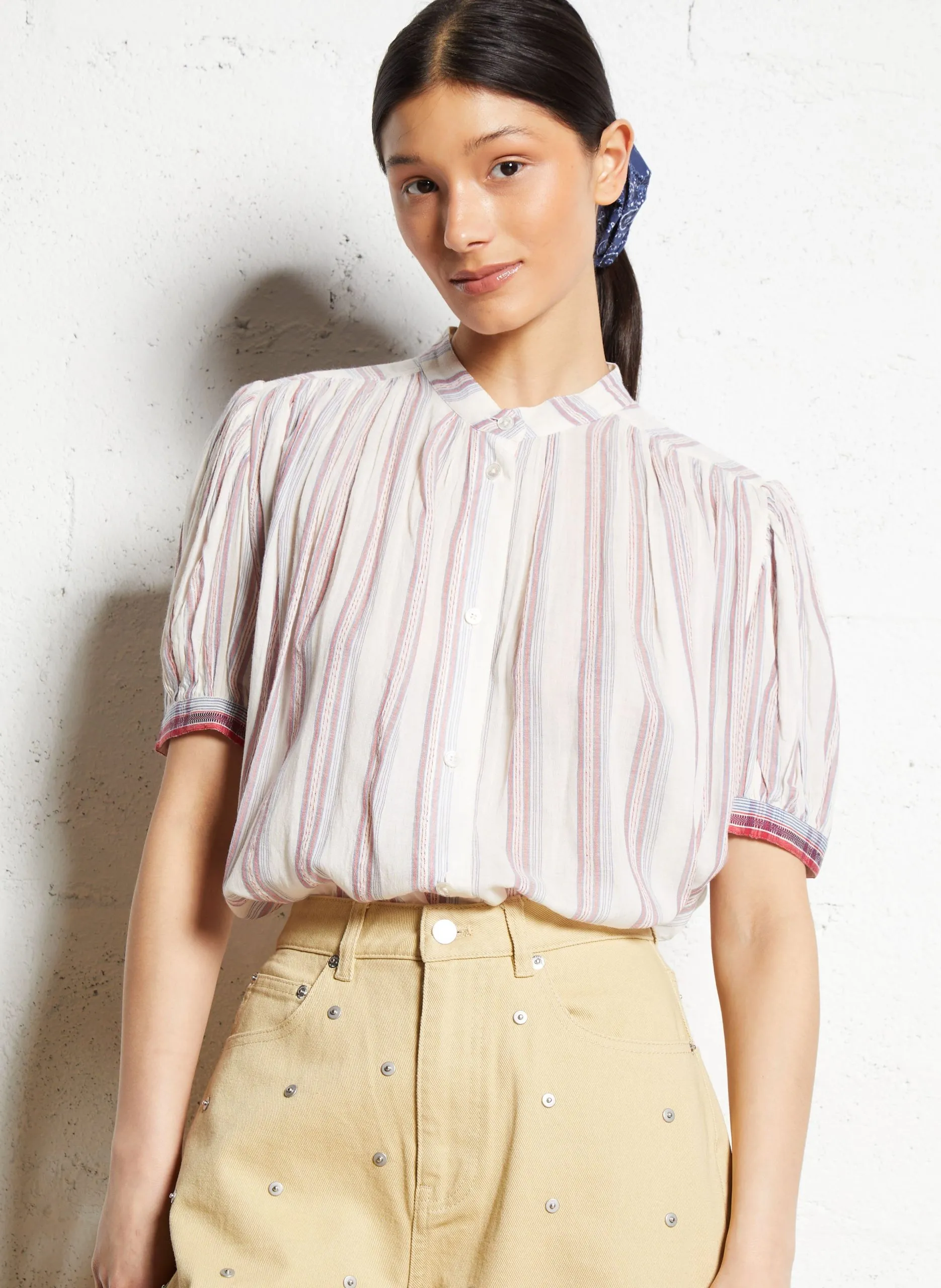 Oversize bedruckte Baumwollbluse Rot AJMER