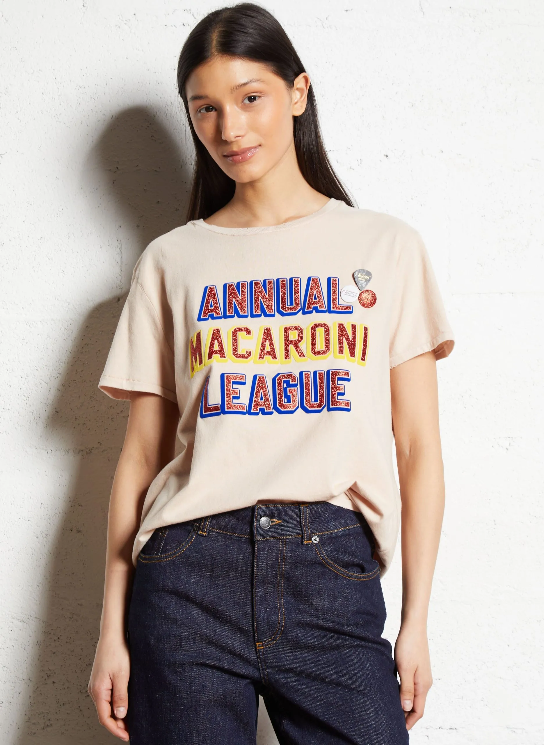 Oversize T-Shirt aus bedruckter Baumwolle Grau STARLIGHT MACARONI