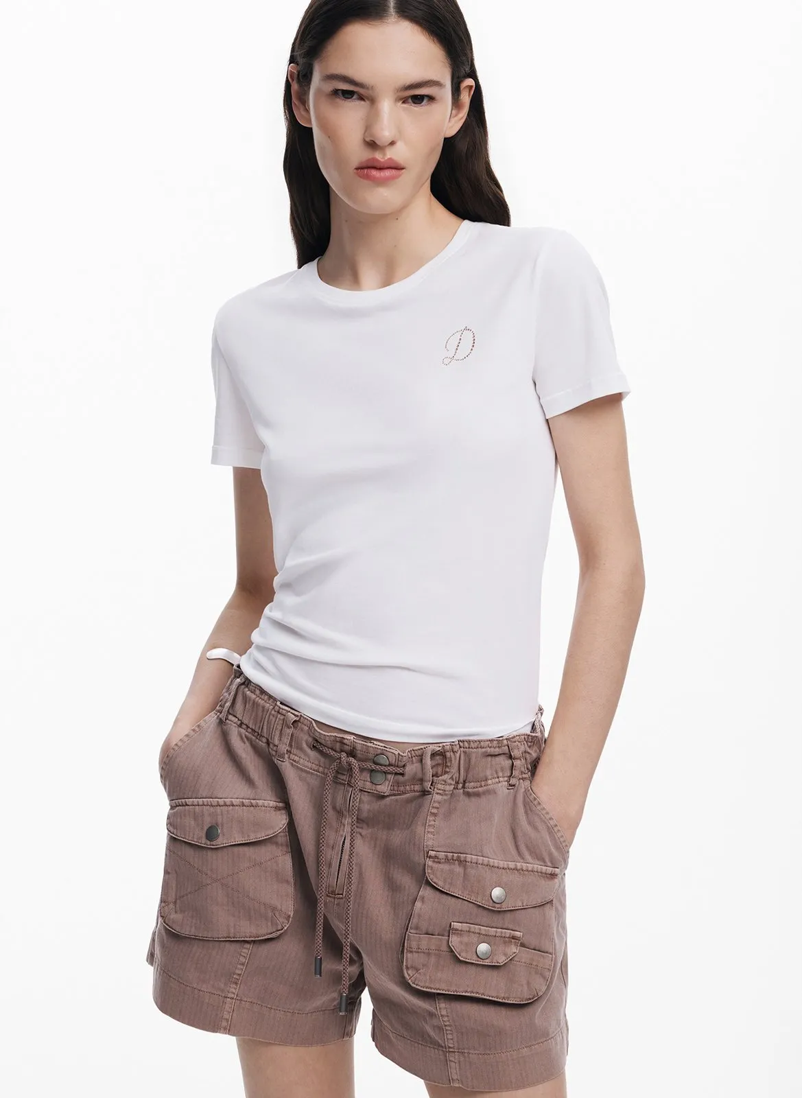 Cargo-Shorts aus Baumwolle Orange