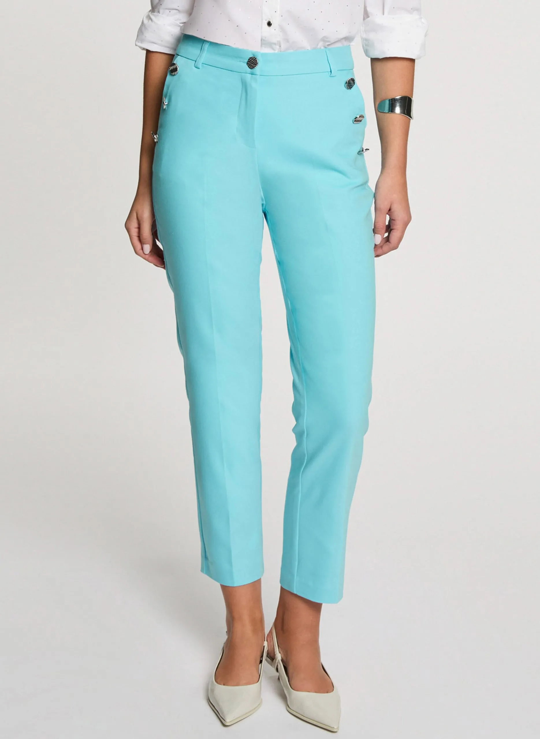 Caprihose aus Baumwoll-Mix Blau 251-PKY.F