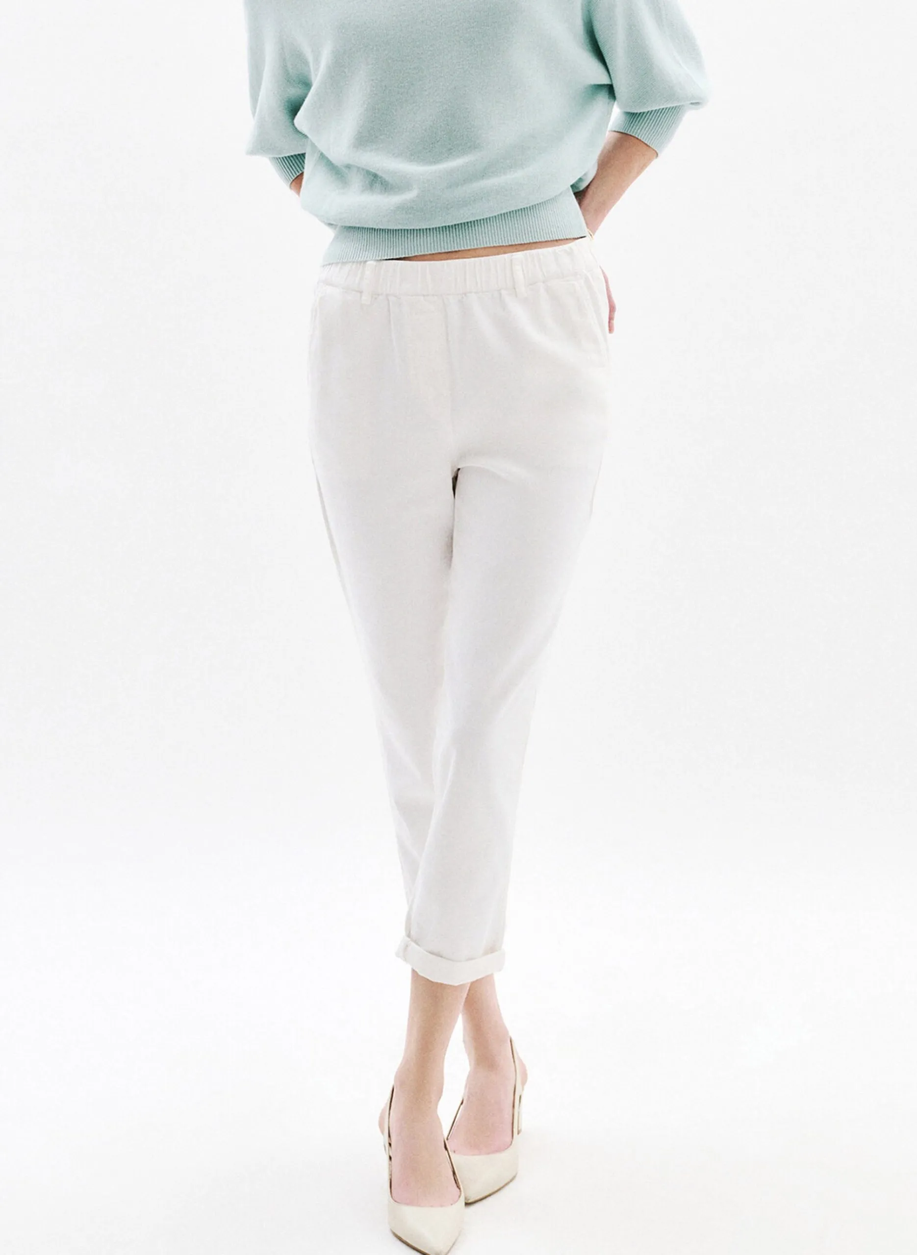 Karottenhose 7/8 einfarbig Weiss 242P-PNOOR