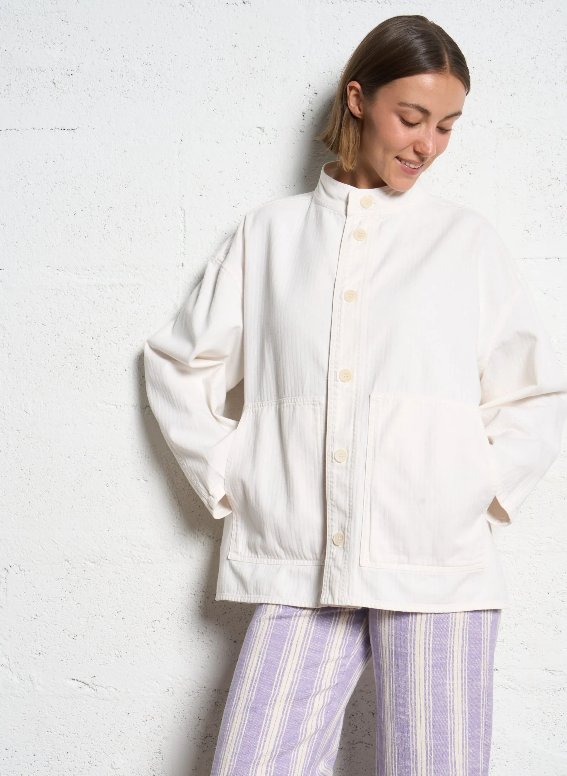 Gerade geschnittene Hemdjacke aus Baumwolle Weiss ASSENS