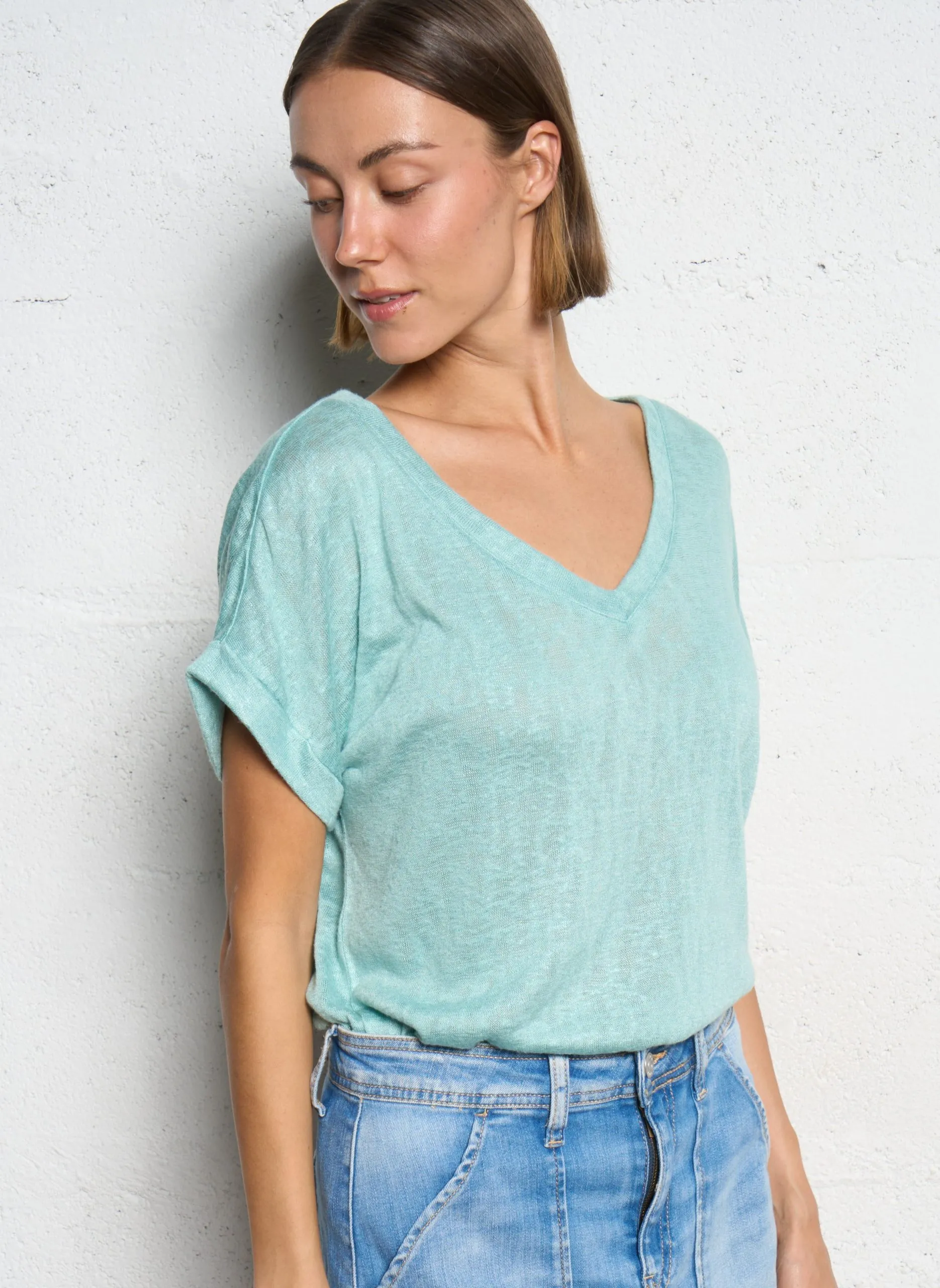 Gerader glitzernder T-Shirt Blau PATI