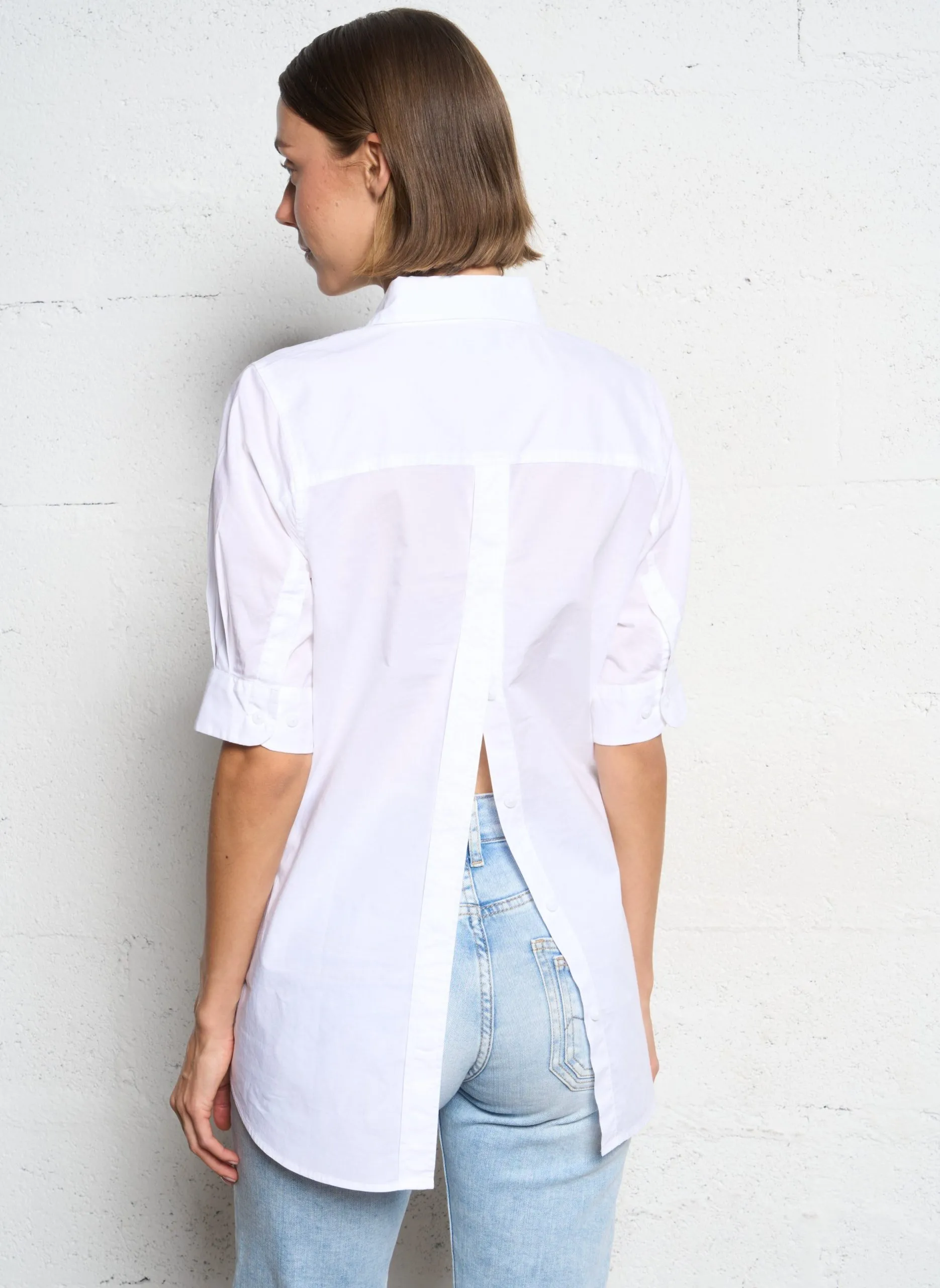 Baumwoll-Bluse Weiss MIRABEL