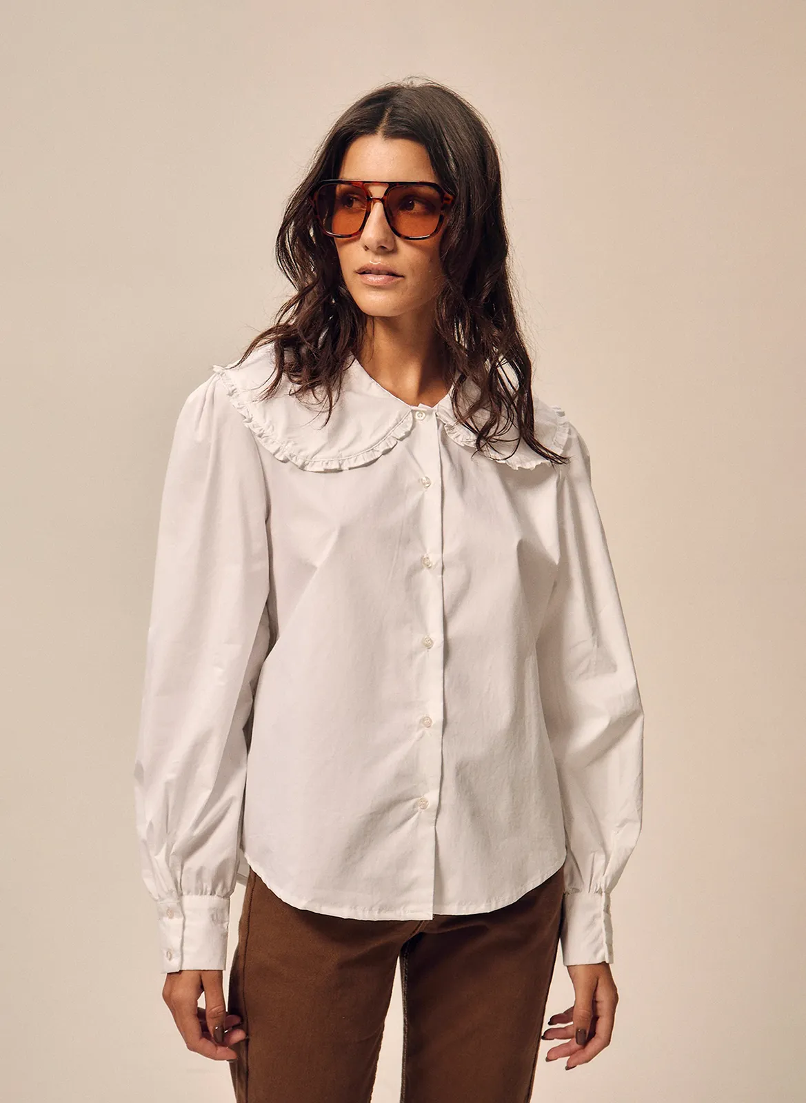 Blusenkragen aus Baumwolle Weiss ADELIE