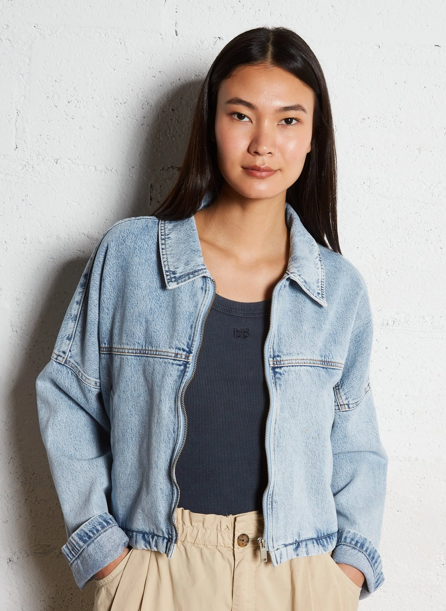 Oversize-Jacke aus Baumwollmischung Blau GAYLE