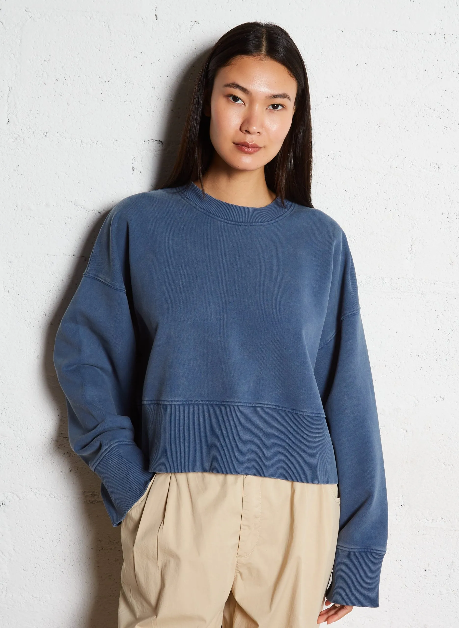 Oversize Bio-Baumwoll-Sweatshirt Blau SLENNI