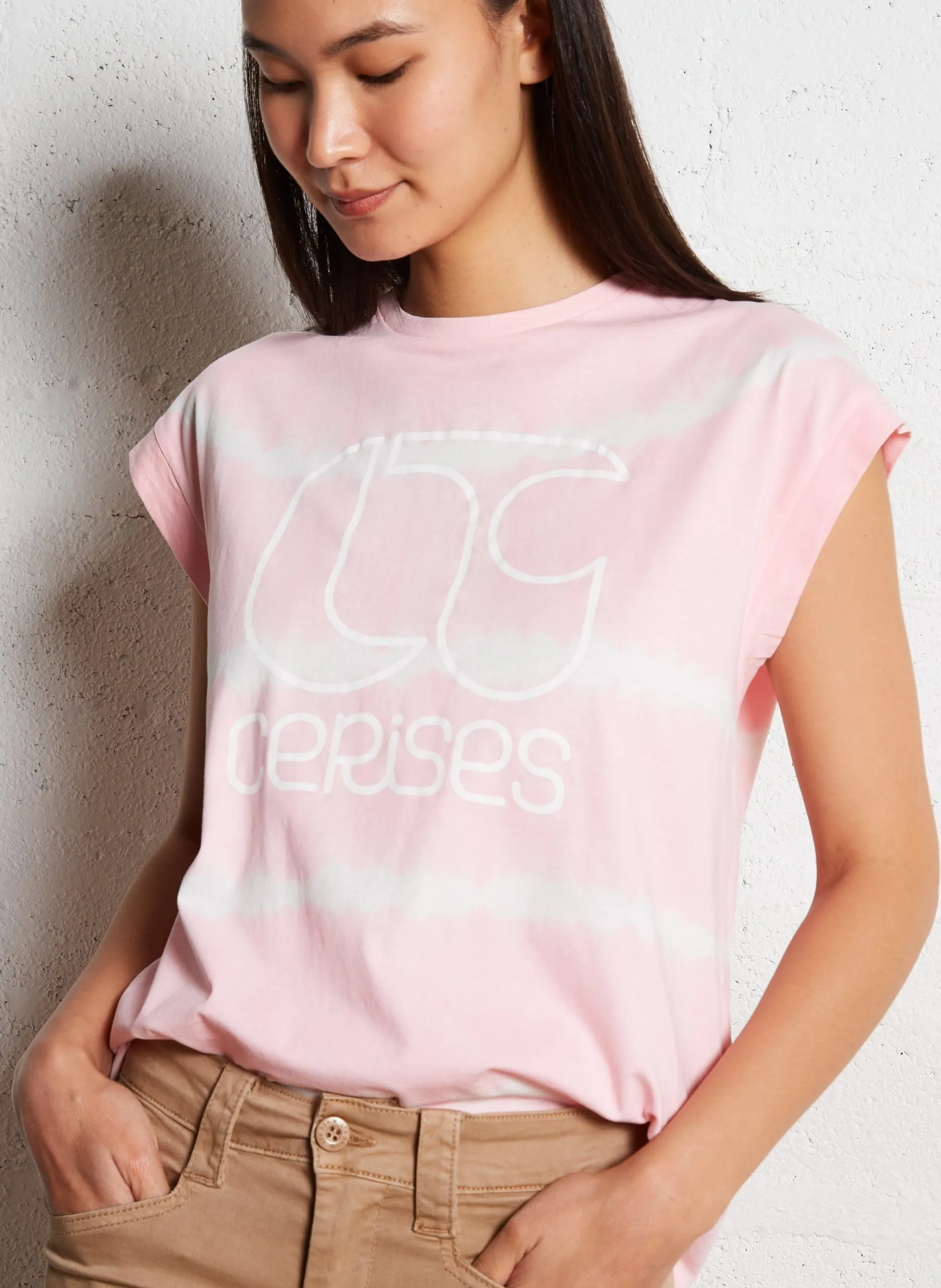 Oversize T-Shirt aus bedruckter Baumwolle Rosa DAVE