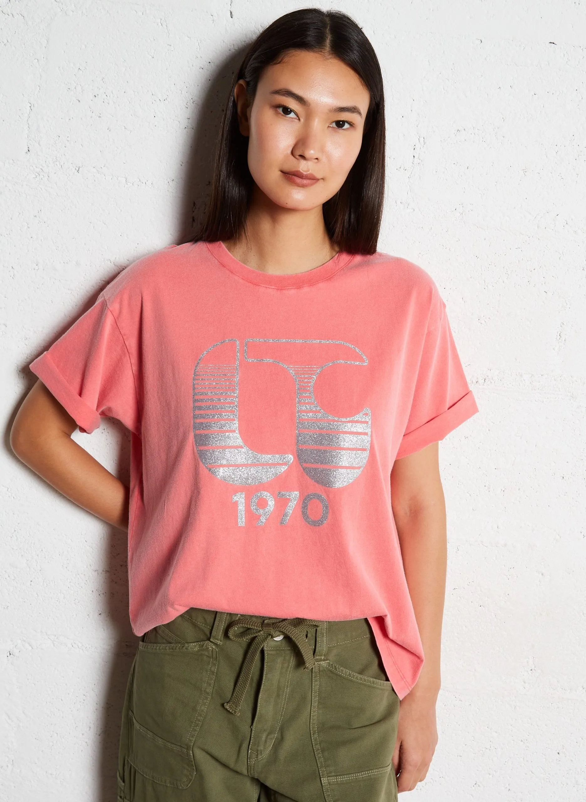 Gerade geschnittenes T-Shirt aus Baumwolle Blau LYNETTE