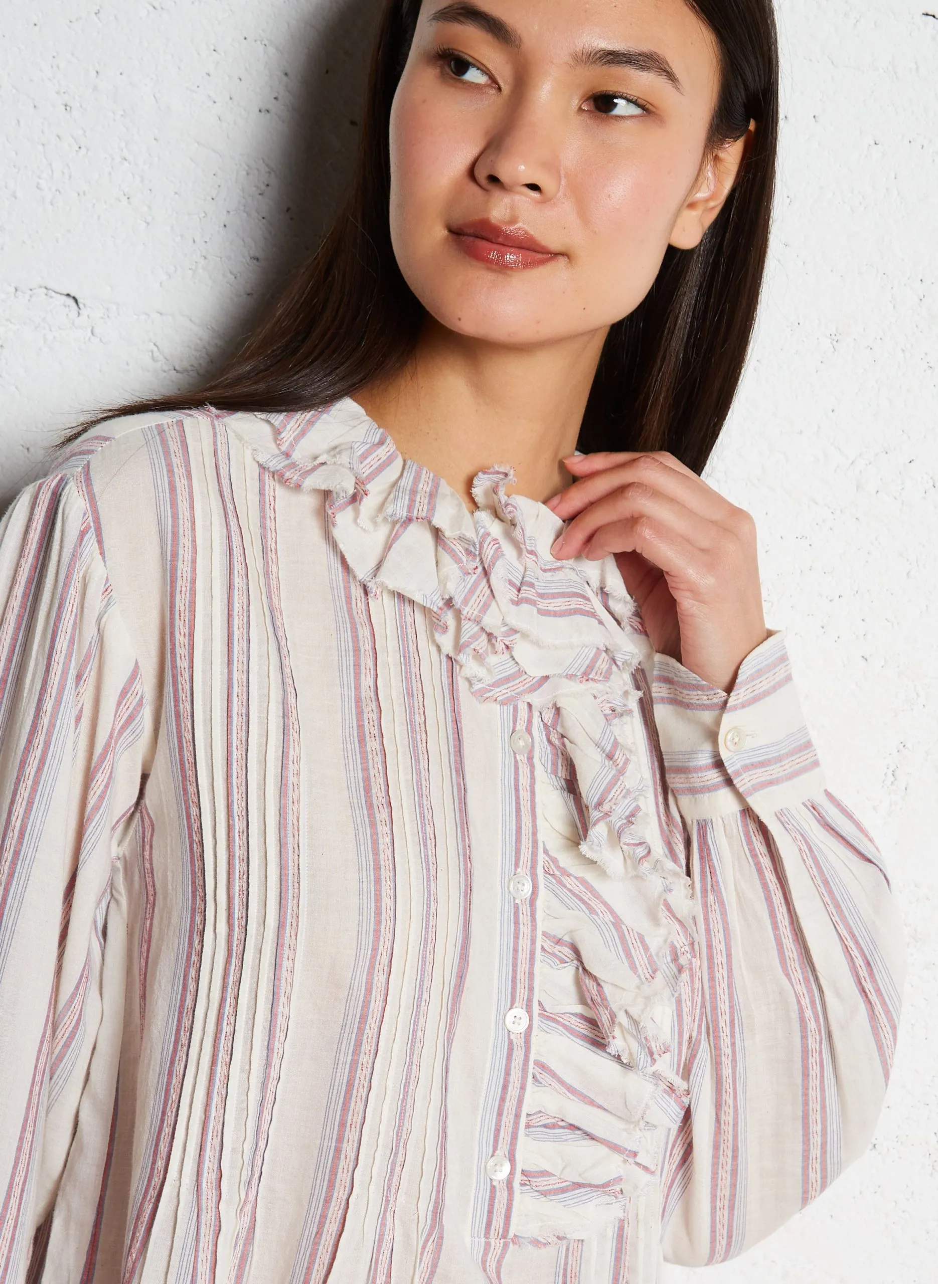 Streifenbluse mit Rundhalskragen Rot PHO