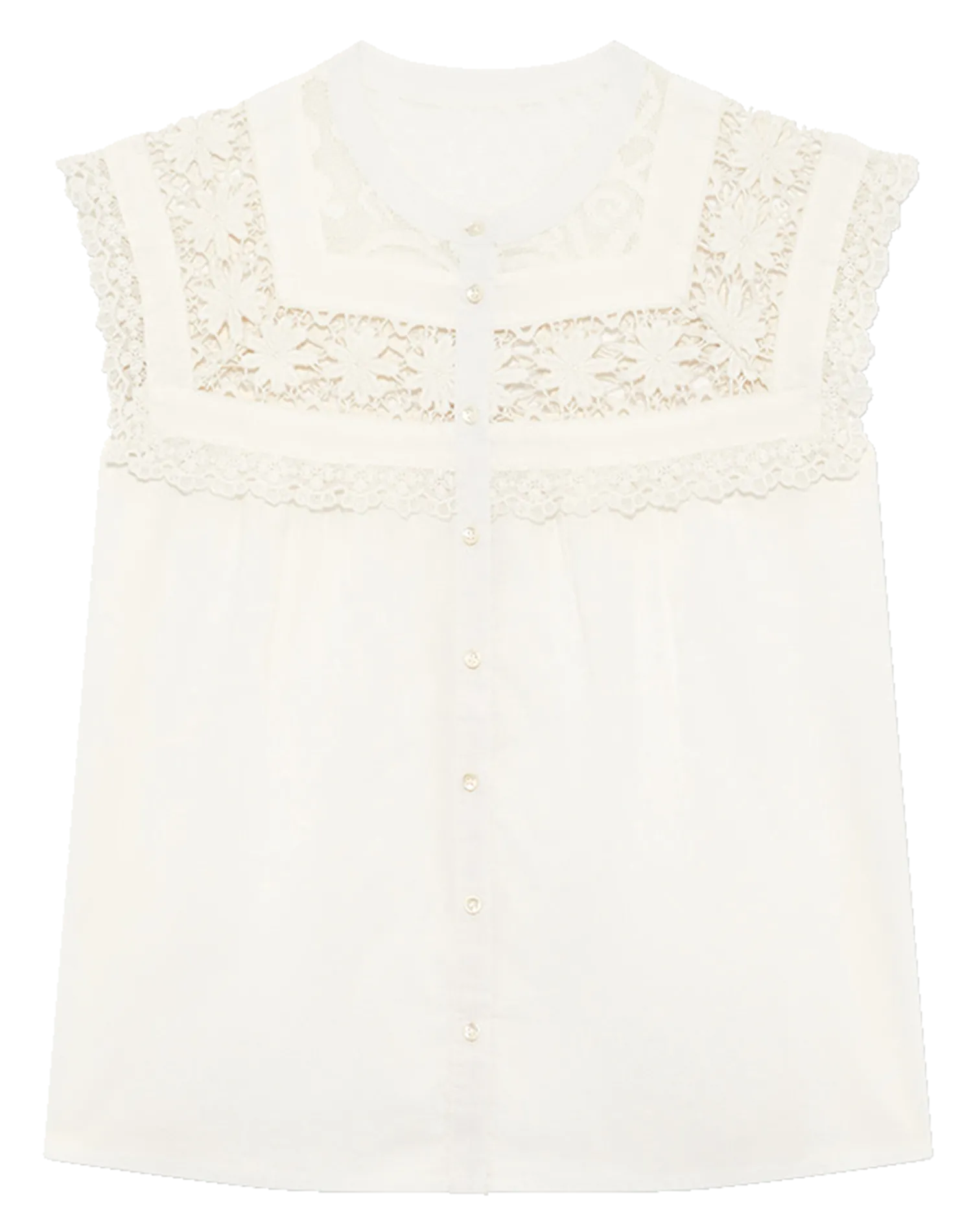 Ärmelloses Spitzen-Top Beige UTHIA