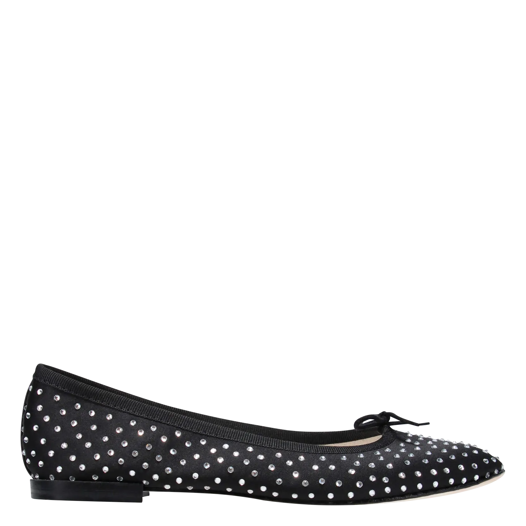 Ballerinas mit Strass aus Leder Schwarz CENDRILLON