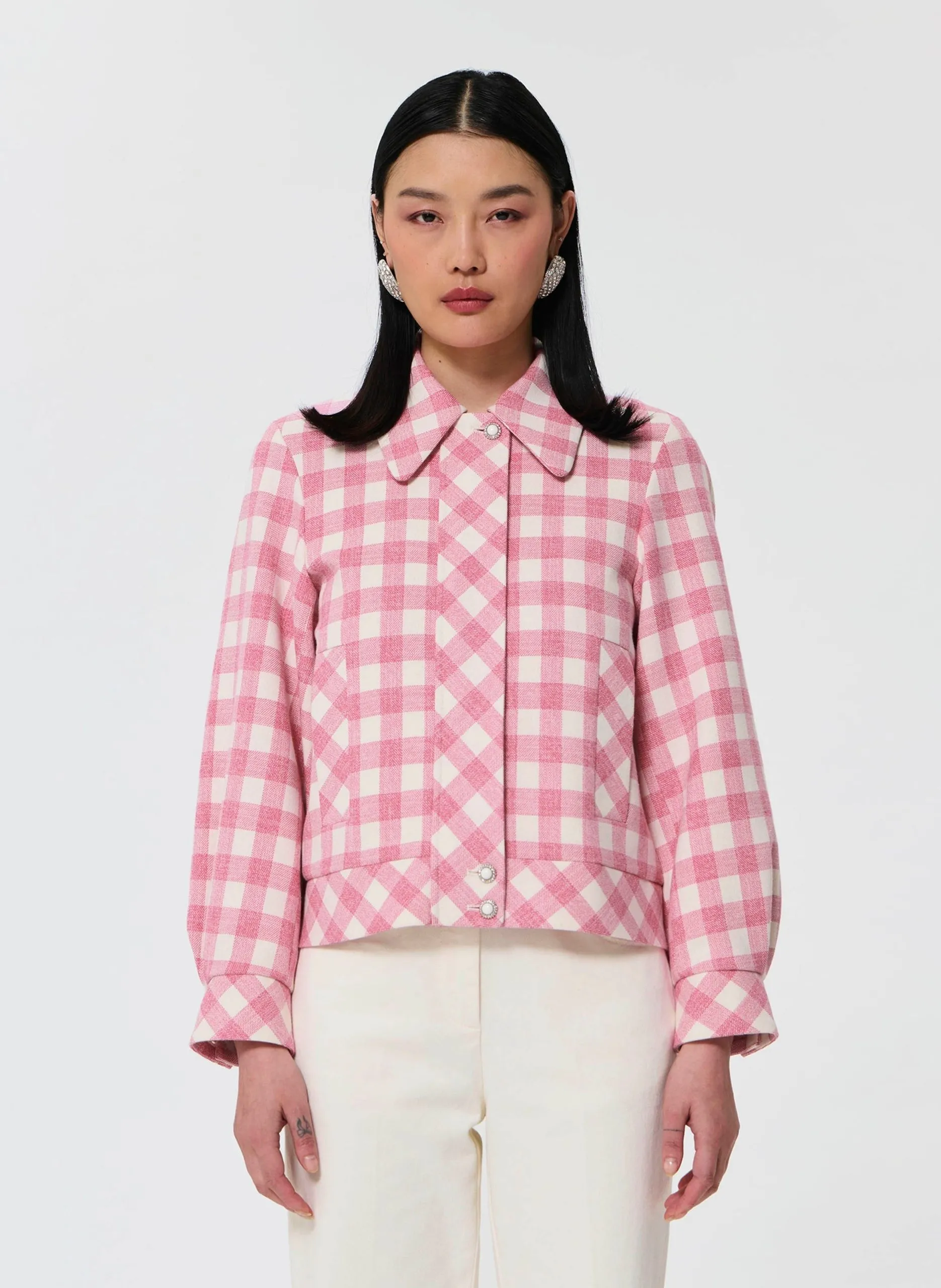 Gerader Blouson aus bedruckter Baumwollmischung Rosa BEATRICE