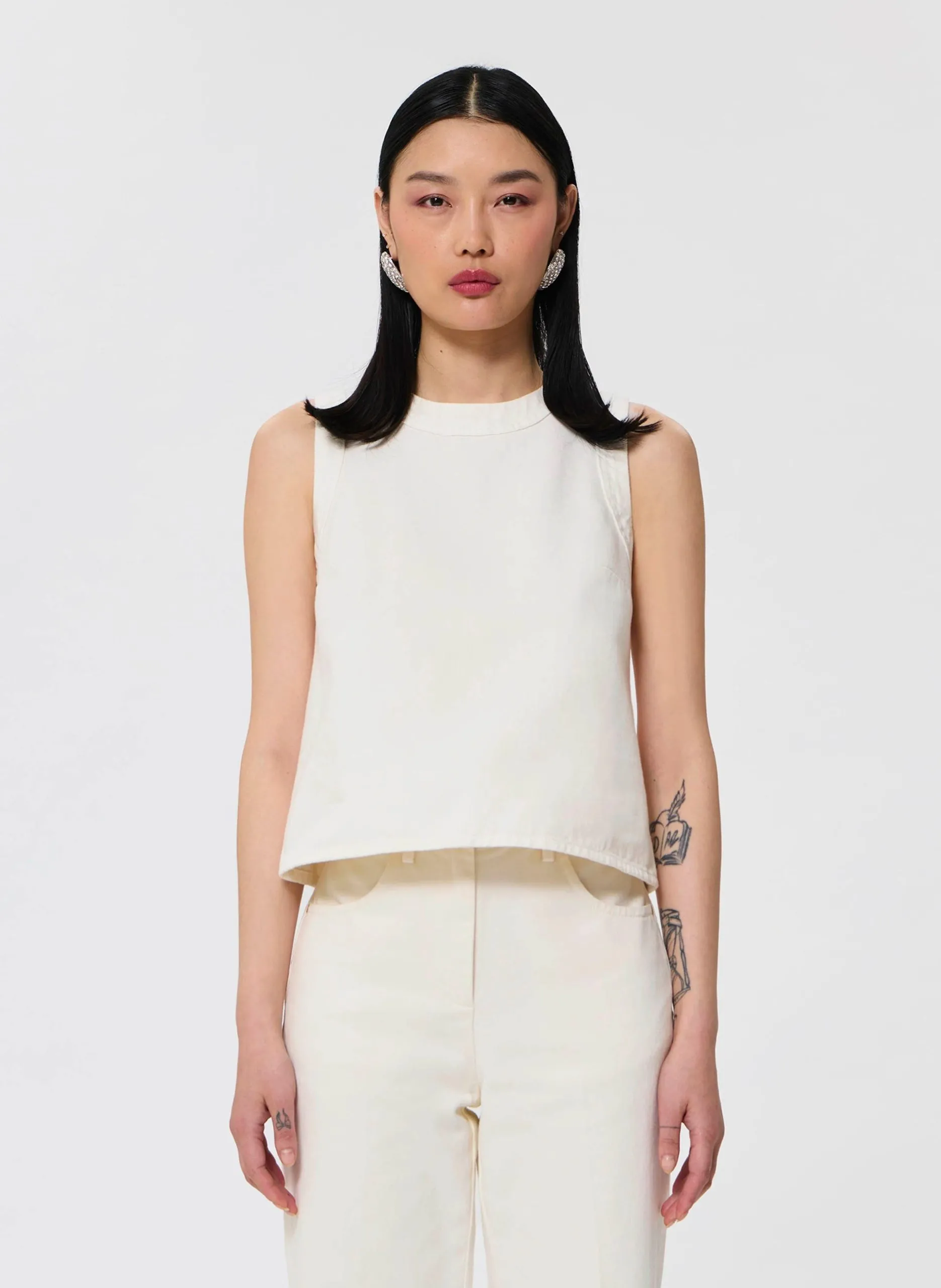 Aimee - Plumetis-Oberteil Weiss TOKONO