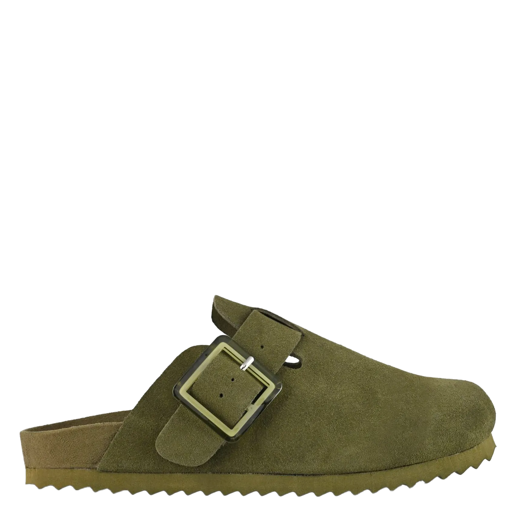 Clogs aus Leder-Mix Khaki