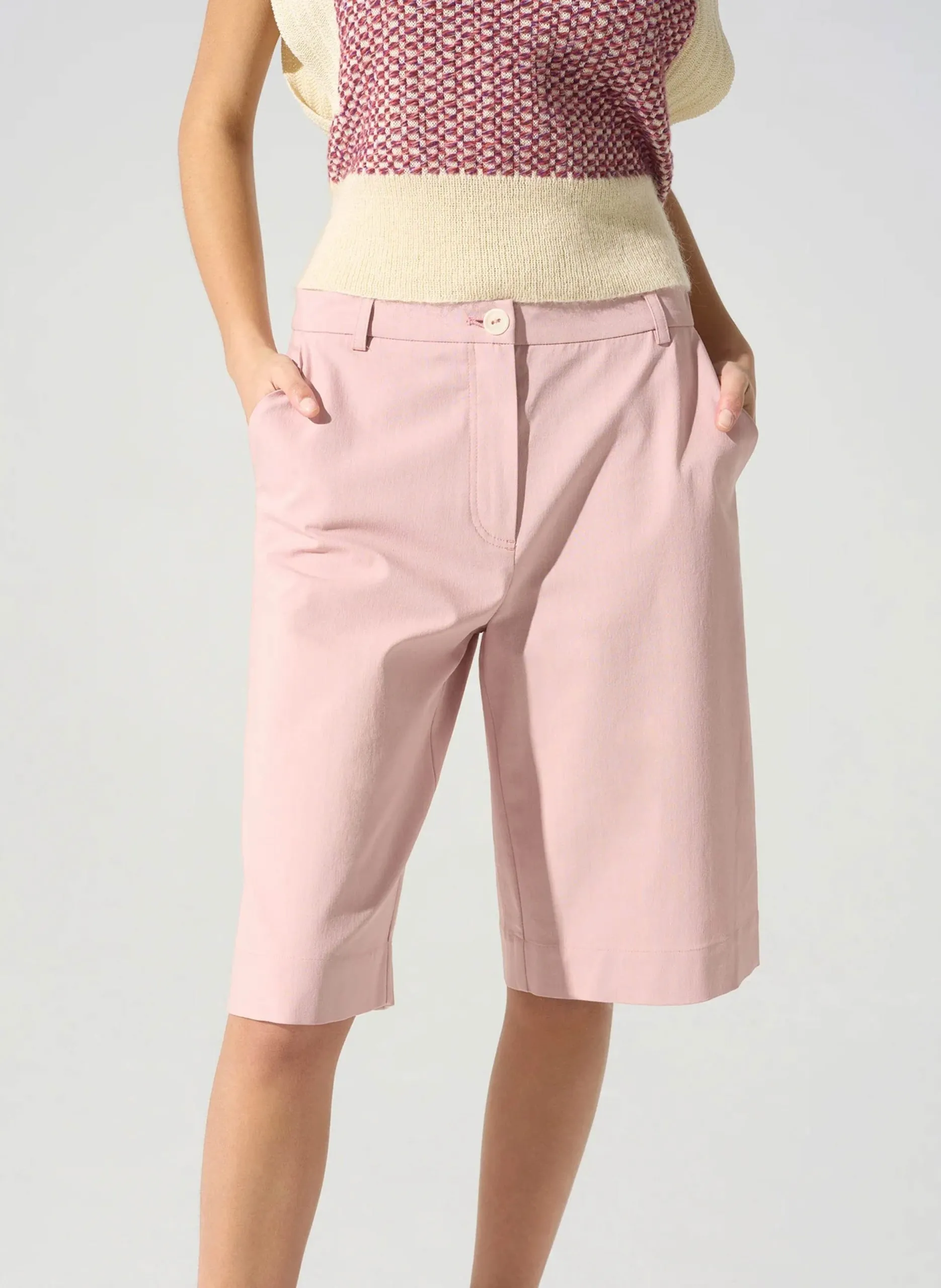 Bermuda aus Baumwollmischung Rot