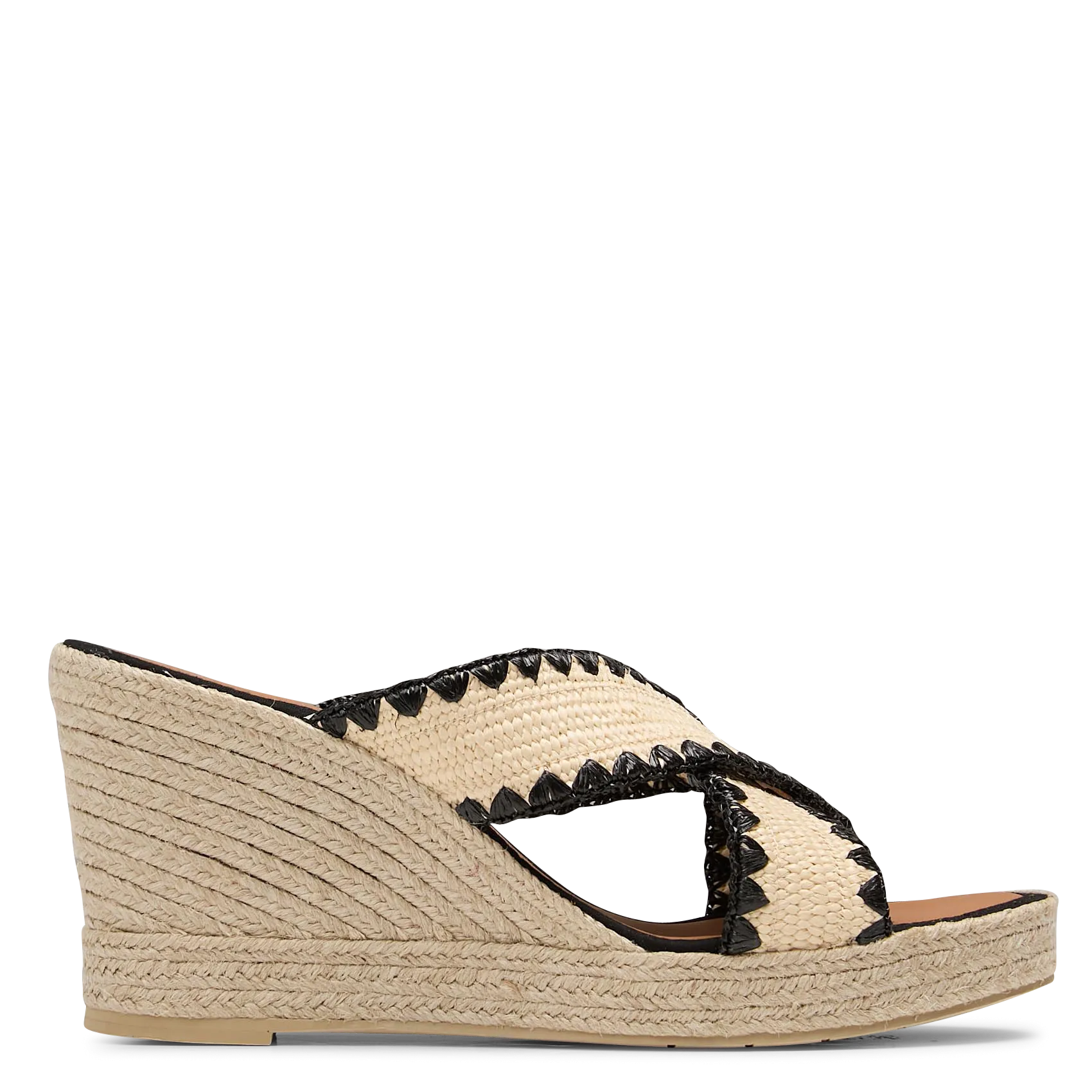 Plateau-Pantoletten mit breiten Raphia-Riemen Beige CANARIA