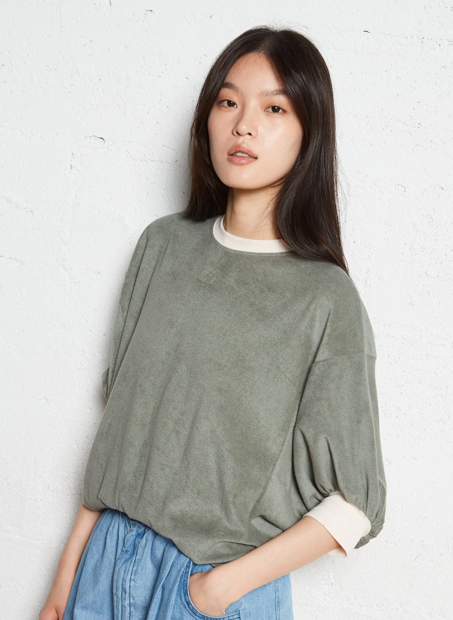 Oversize-Sweatshirt aus Baumwollmischung Khaki FRISBY