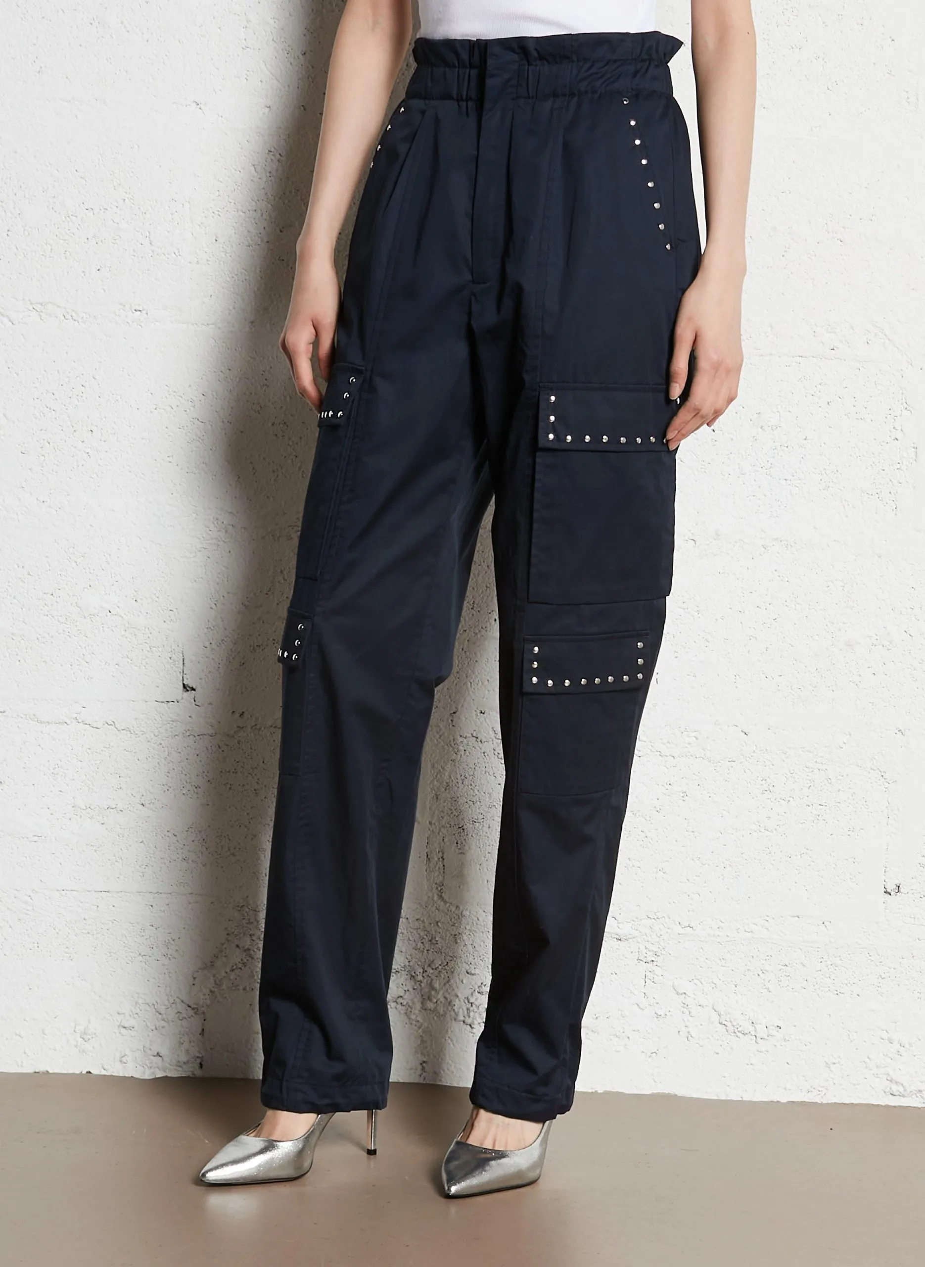 Gerade Cargo-Hose mit Nieten Blau PIPA
