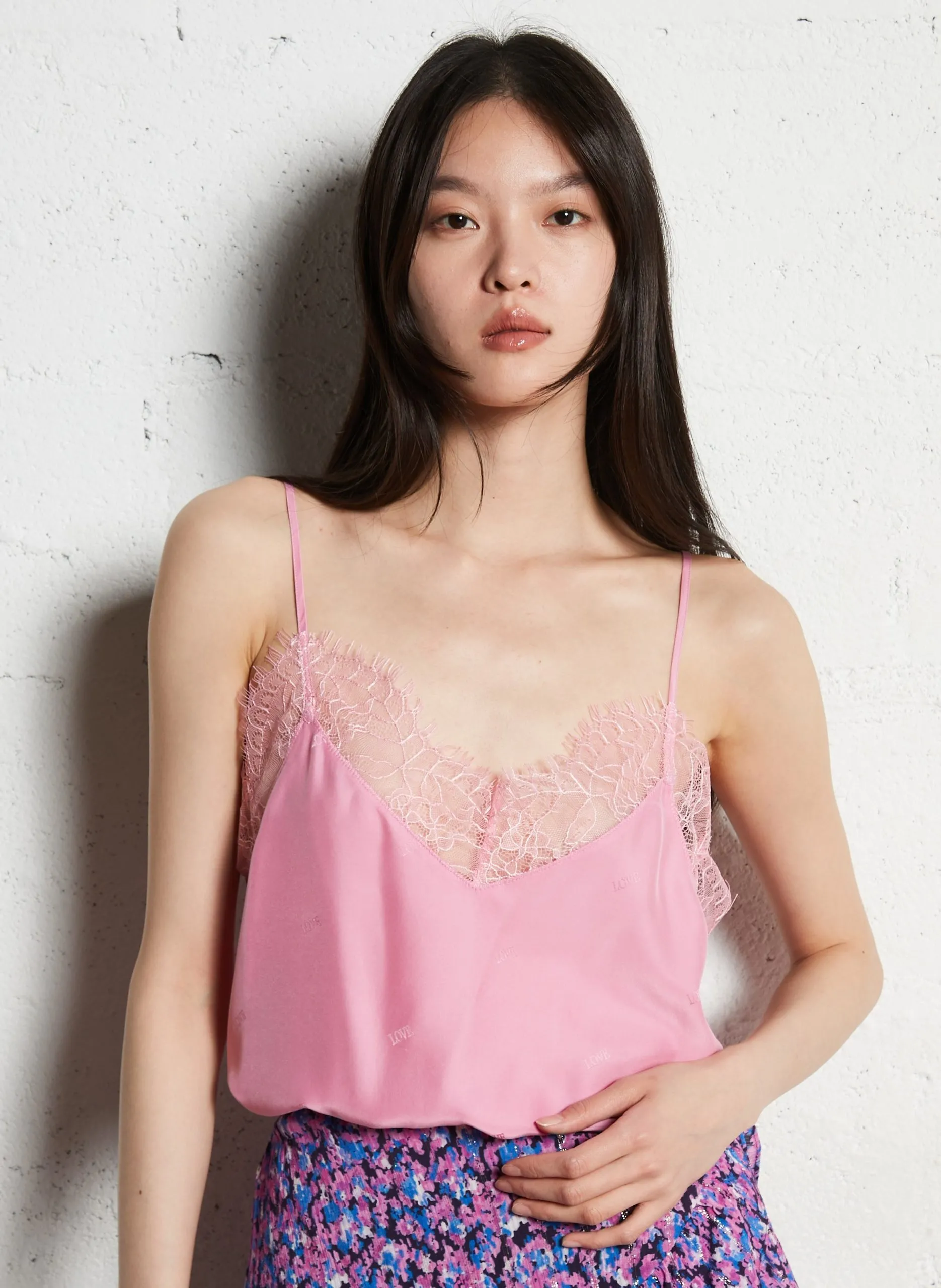 Seiden-Camisole mit Druck Rosa CTAYLOR