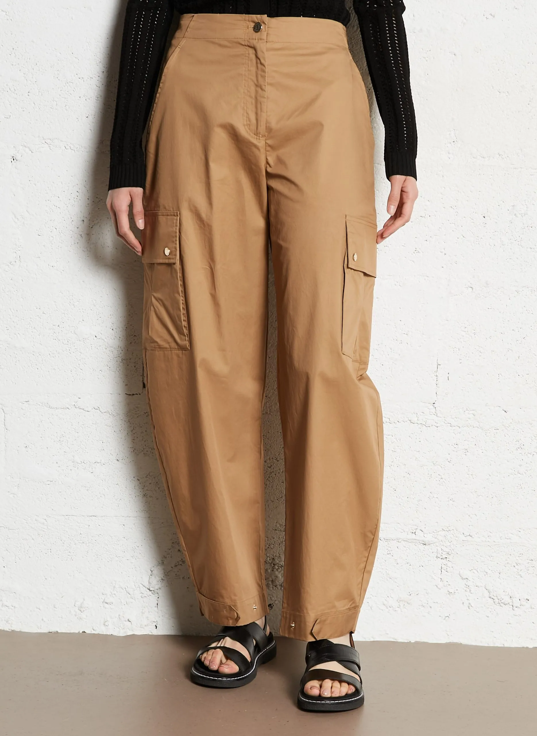 Weite einfarbige Cargo-Hose Beige PATRICE