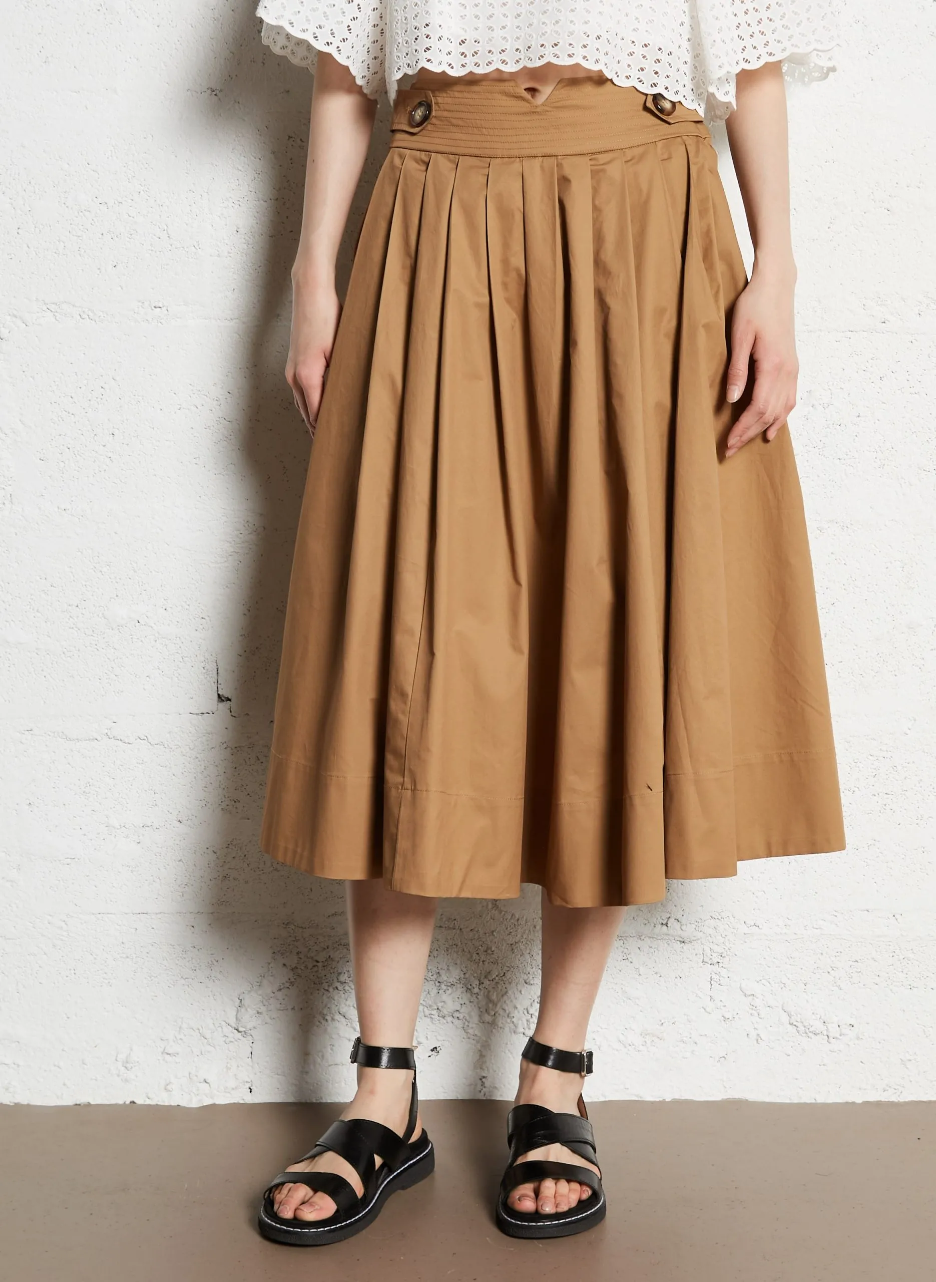 Langer Baumwollrock Beige JULIET