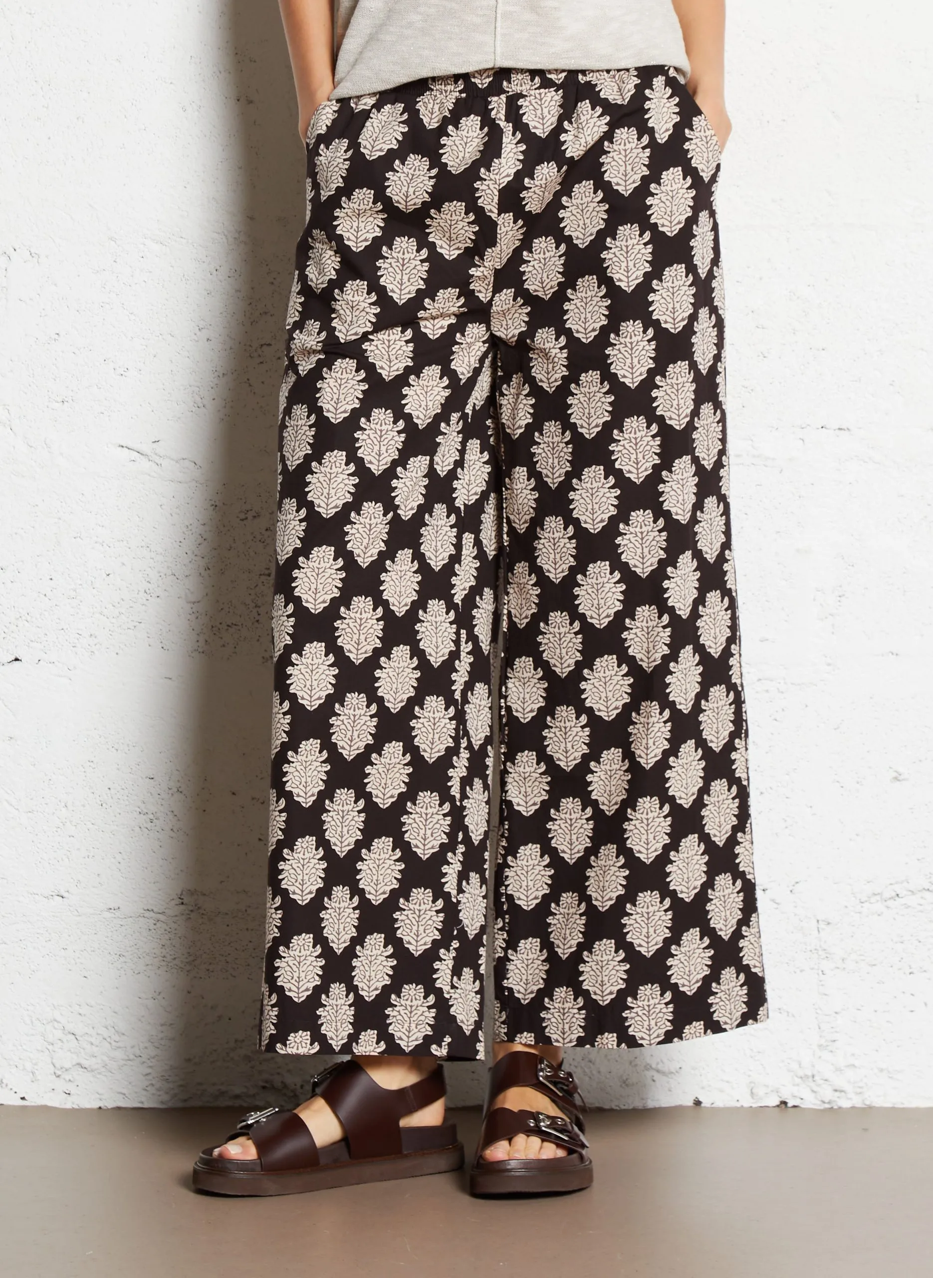 Bedruckte Hose mit hohem Bund Schwarz BERTHIE