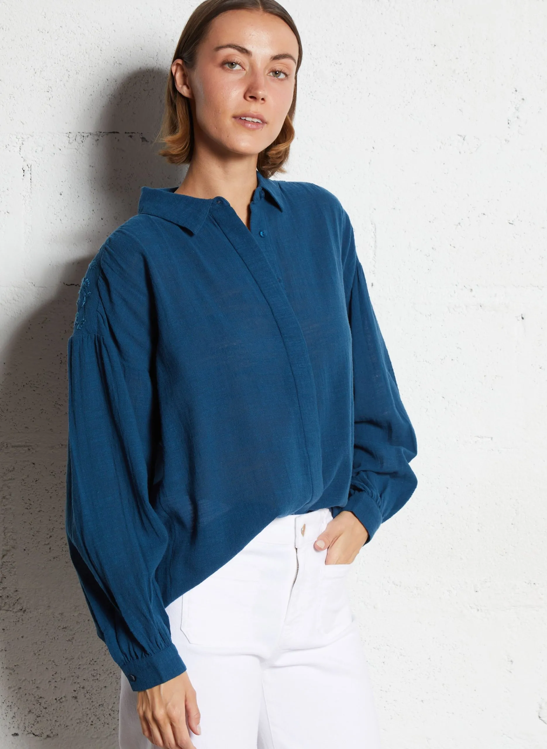 Colonel - Einfarbiges Hemd Blau PERSEE