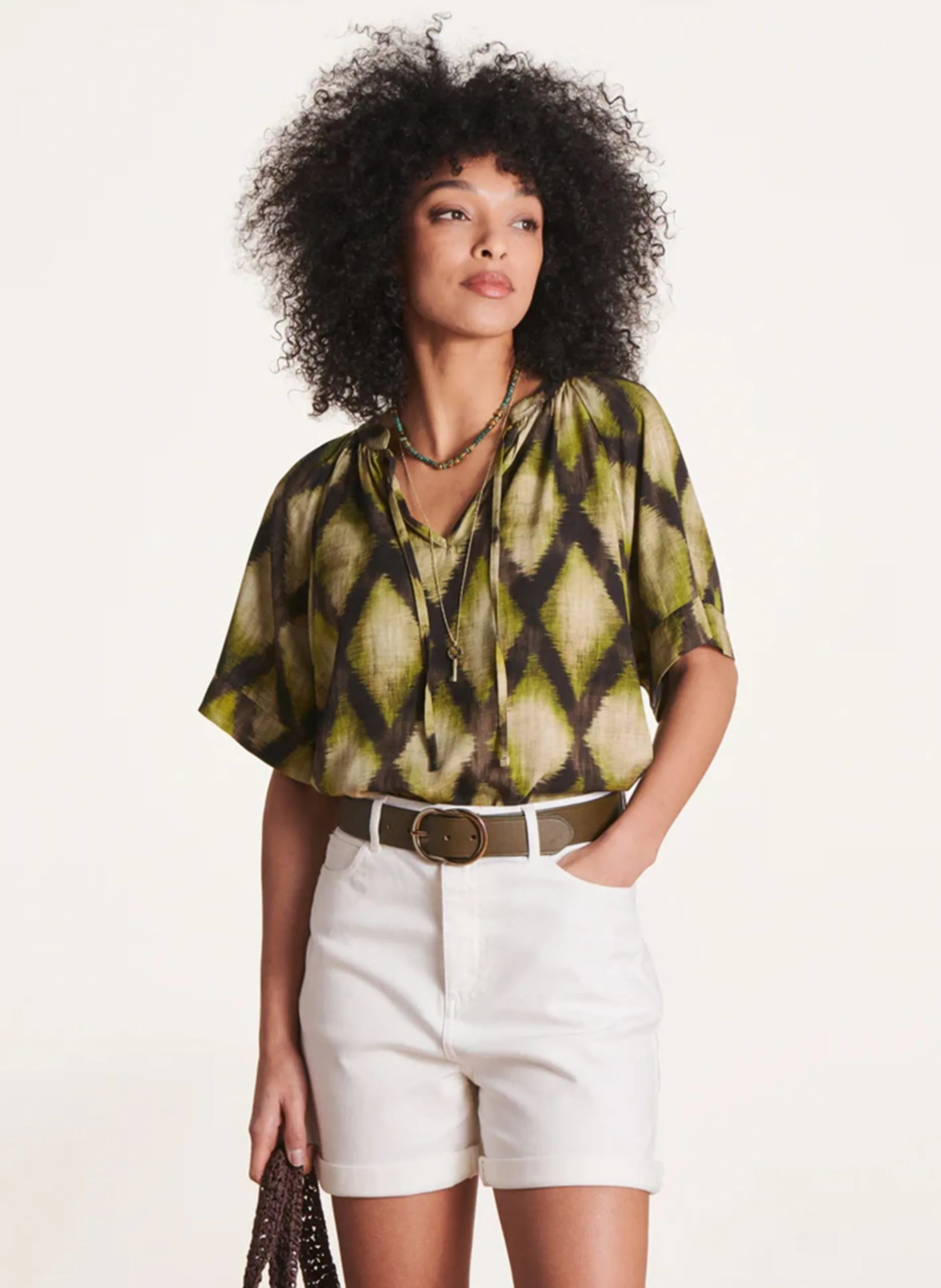 Bluse mit Henley-Ausschnitt Grun