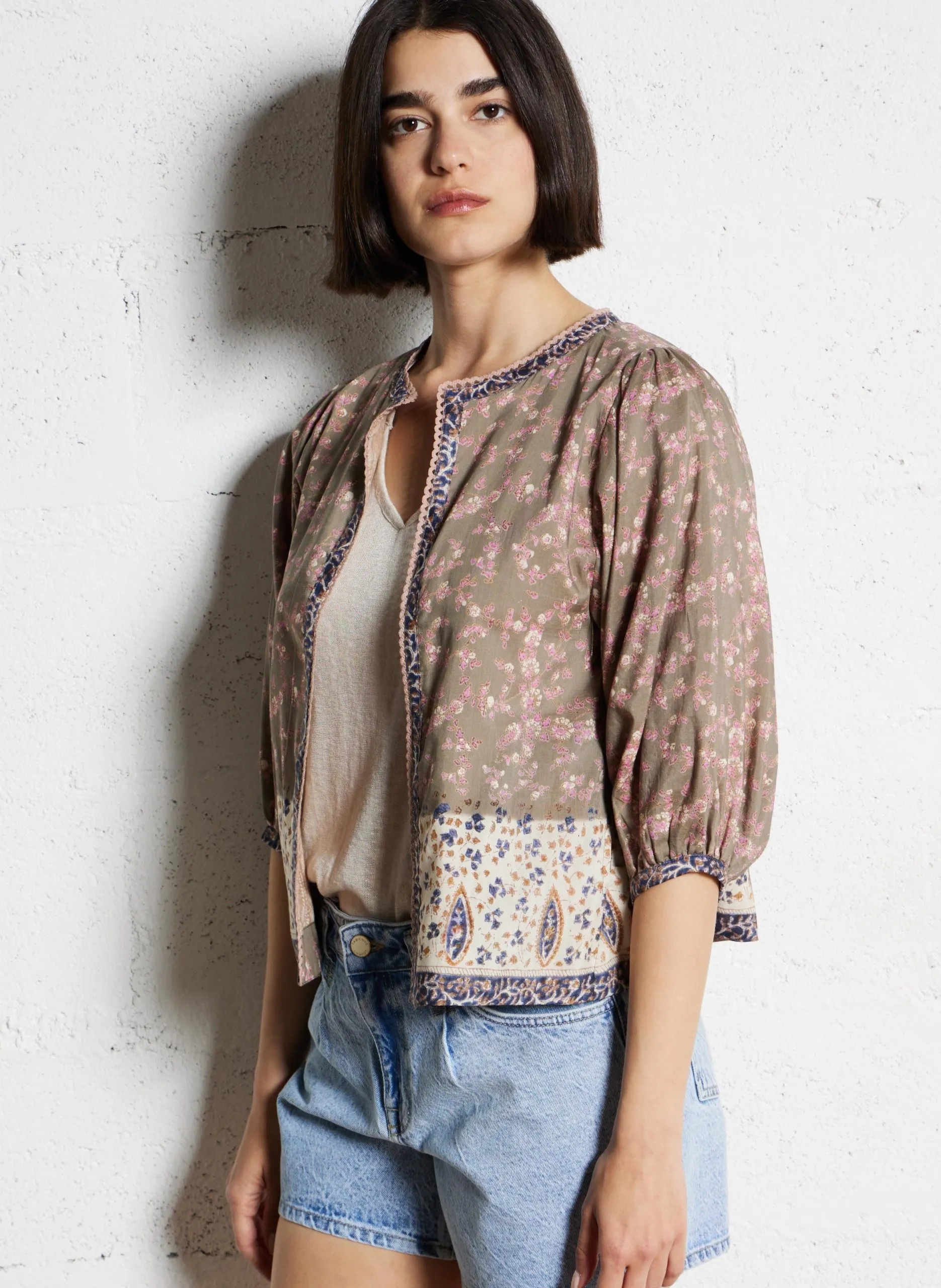 Baumwolljacke mit Rundhalsausschnitt Mehrfarbig BANI